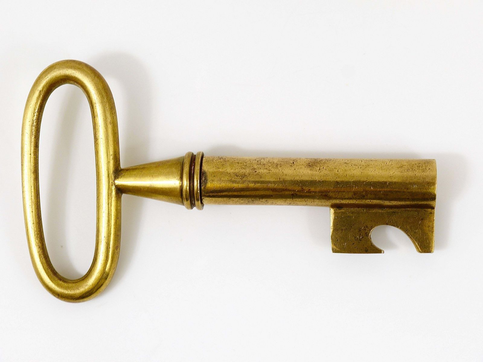 Carl Aubock Big Brass Key Cork Screw, Bottle Opener, Paperweight, Austria, 1950s photo vintage