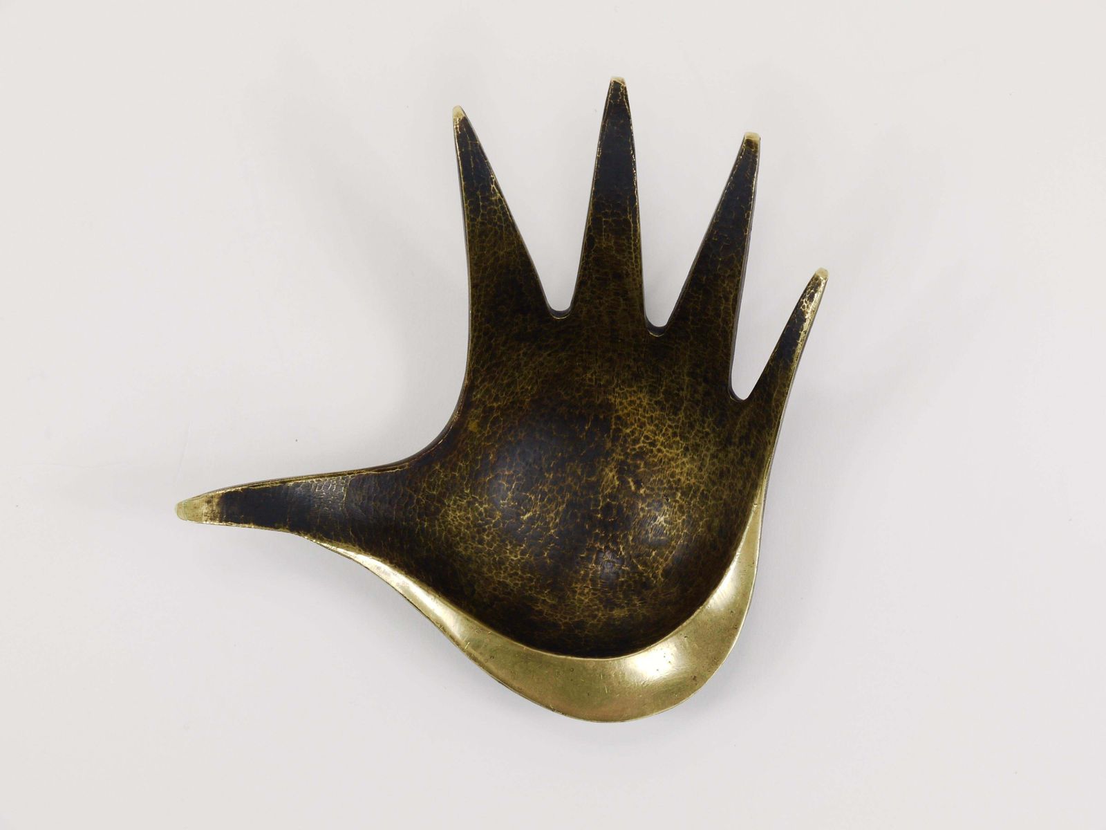 Walter Bosse Sculptural Brass Hand Bowl Or Ashtray, Herta Baller, Austria, 1950s photo furniture