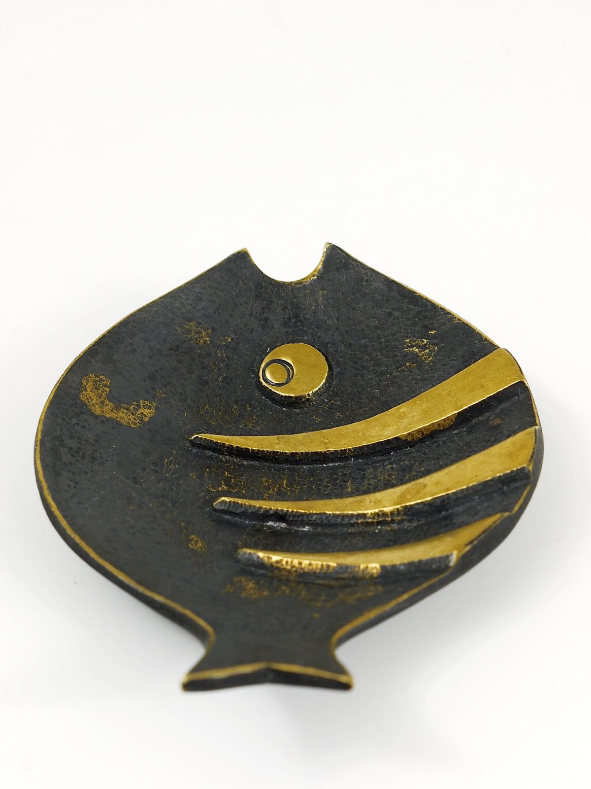 Walter Bosse Fish Mid Century Brass Bowl Ashtray Herta Baller, Austria, 1950s photo for sale