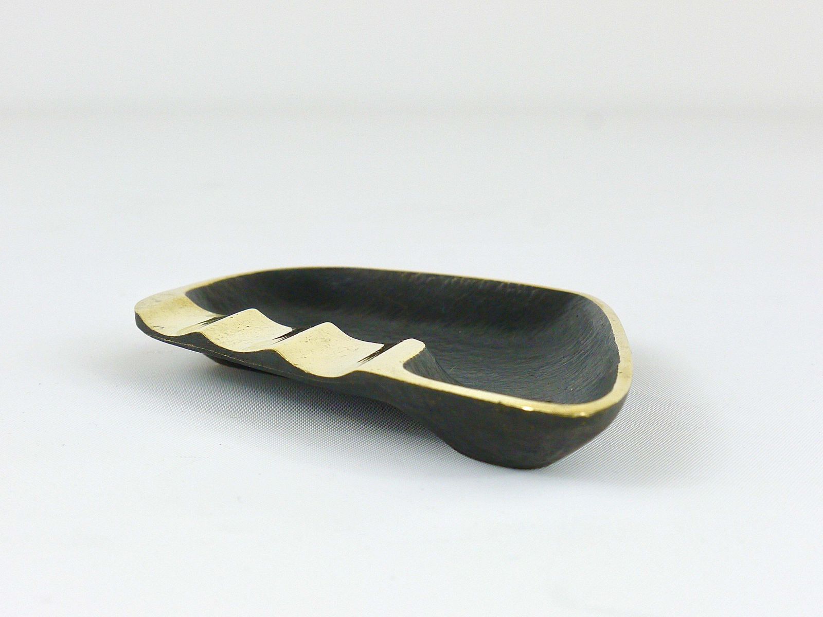 Walter Bosse Asymmetrical Modernist Black Brass Ashtray By Herta Baller, 1950s photo furniture
