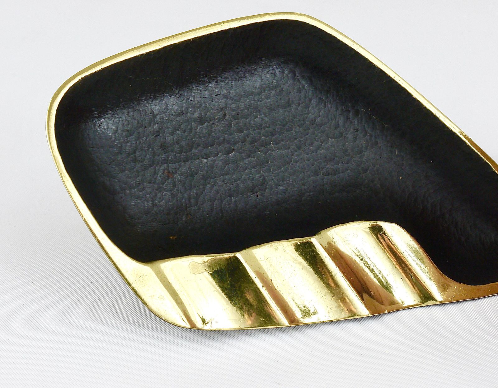 Walter Bosse Asymmetrical Modernist Black Brass Ashtray By Herta Baller, 1950s photo vinterior