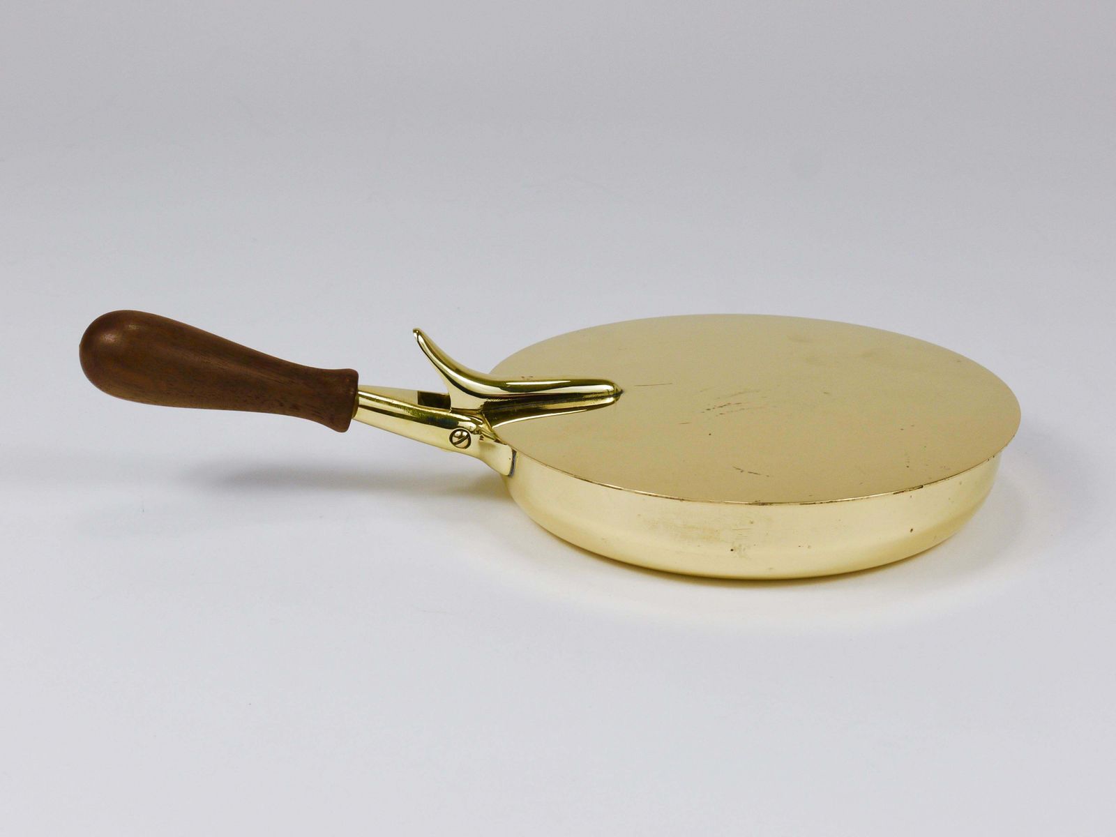 Marked Carl Aubock Butler Brass Ashtray With Lid And Handle, Vienna, 1950s photo vintage