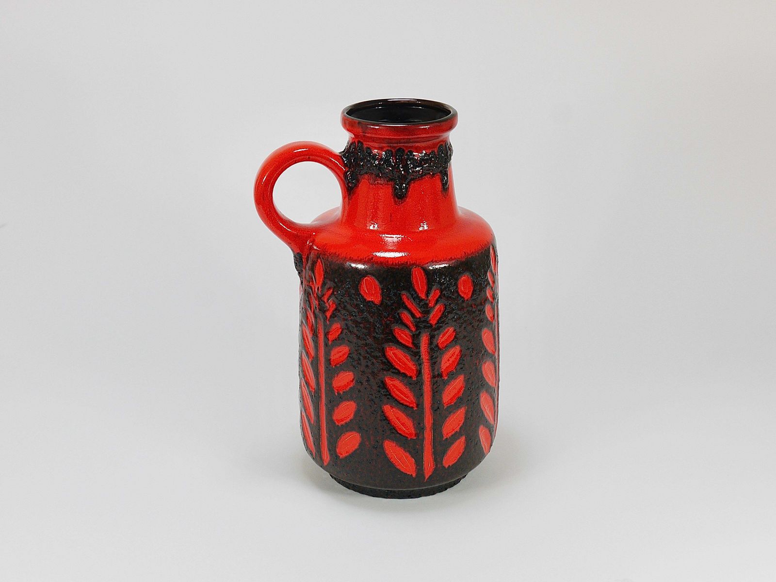 Tall Fat Lava Art Pottery Floor Vase By Scheurich, Western Germany, 1970s photo vintage