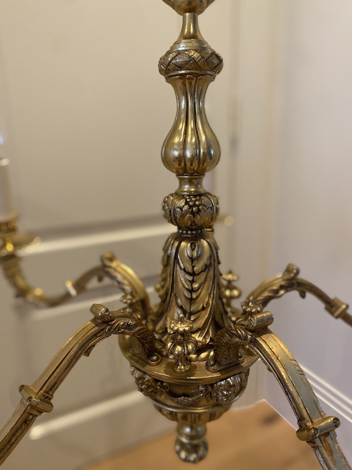 Antique French Ormolu 5 Lights Chandelier Louis XV Style
