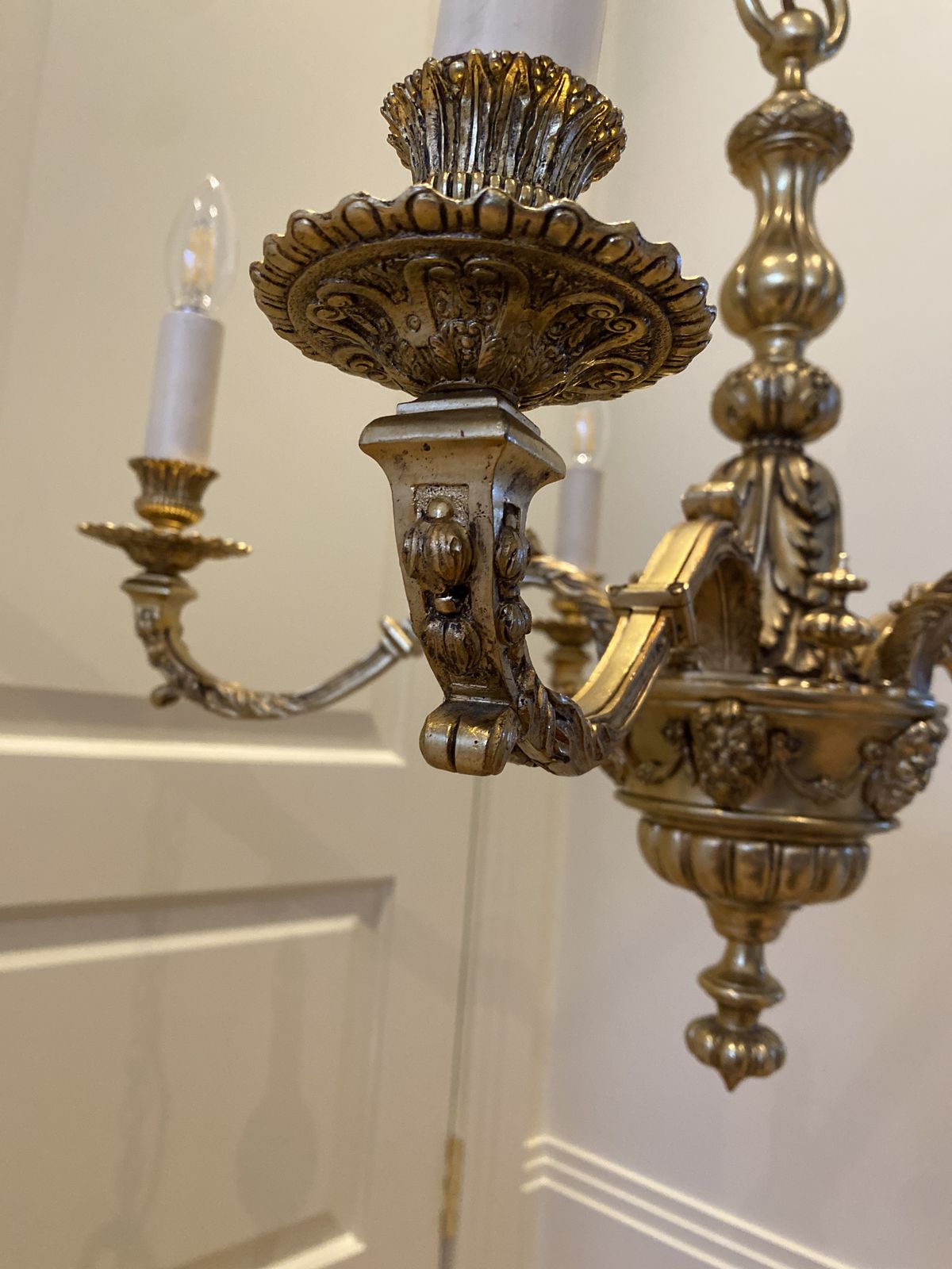 Antique French Ormolu 5 Lights Chandelier Louis XV Style photo furniture