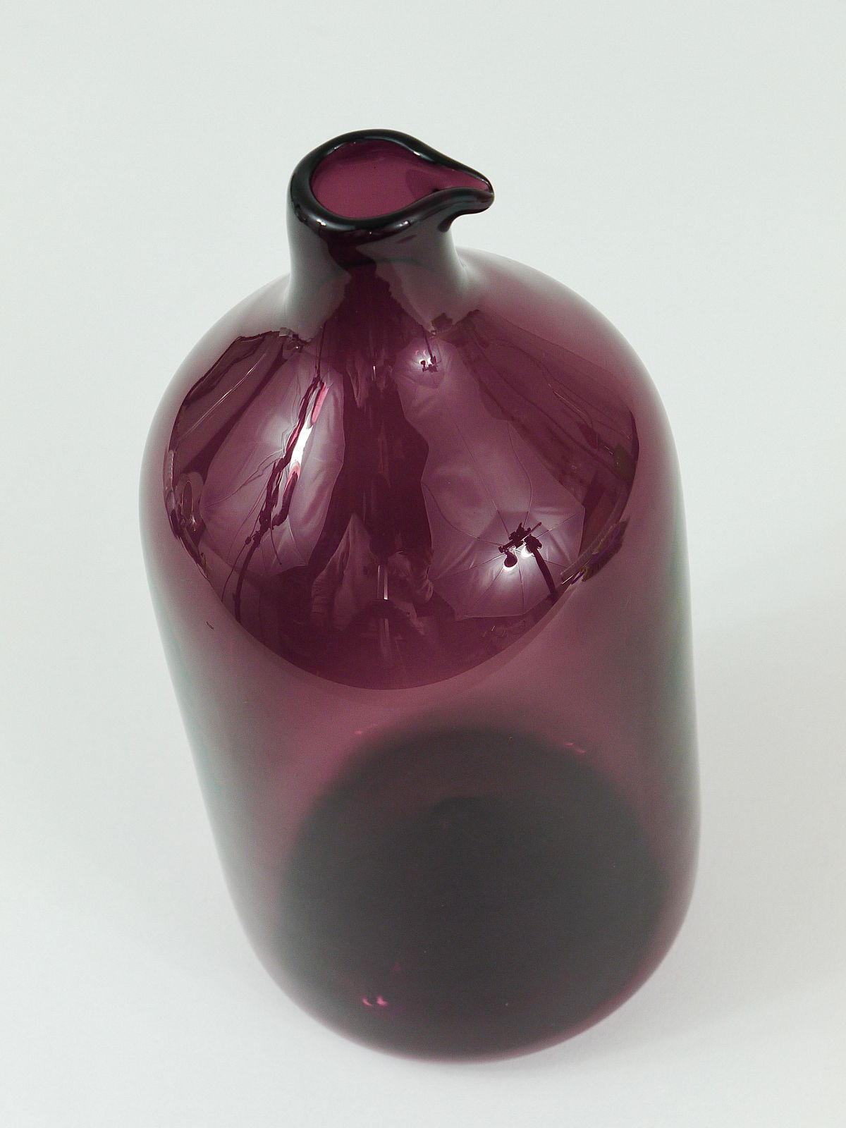 photo for sale Signed Purple Timo Sarpaneva Pullo Bird Bottle Glass Vase, Iittala, Finland