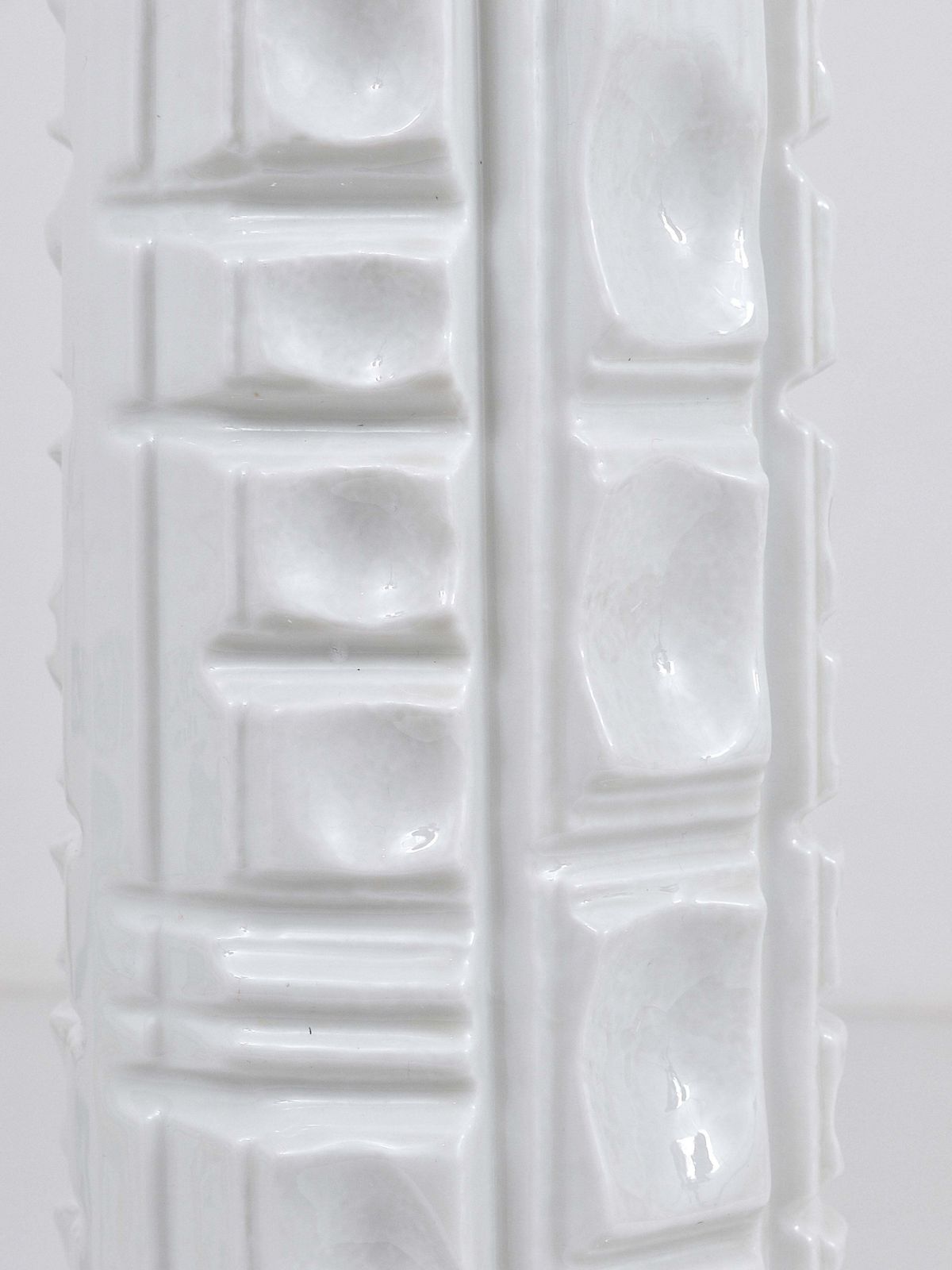 Rosenthal Germany Op Art Huge White Relief Porcelain Vase, 1960s photo Home Decor