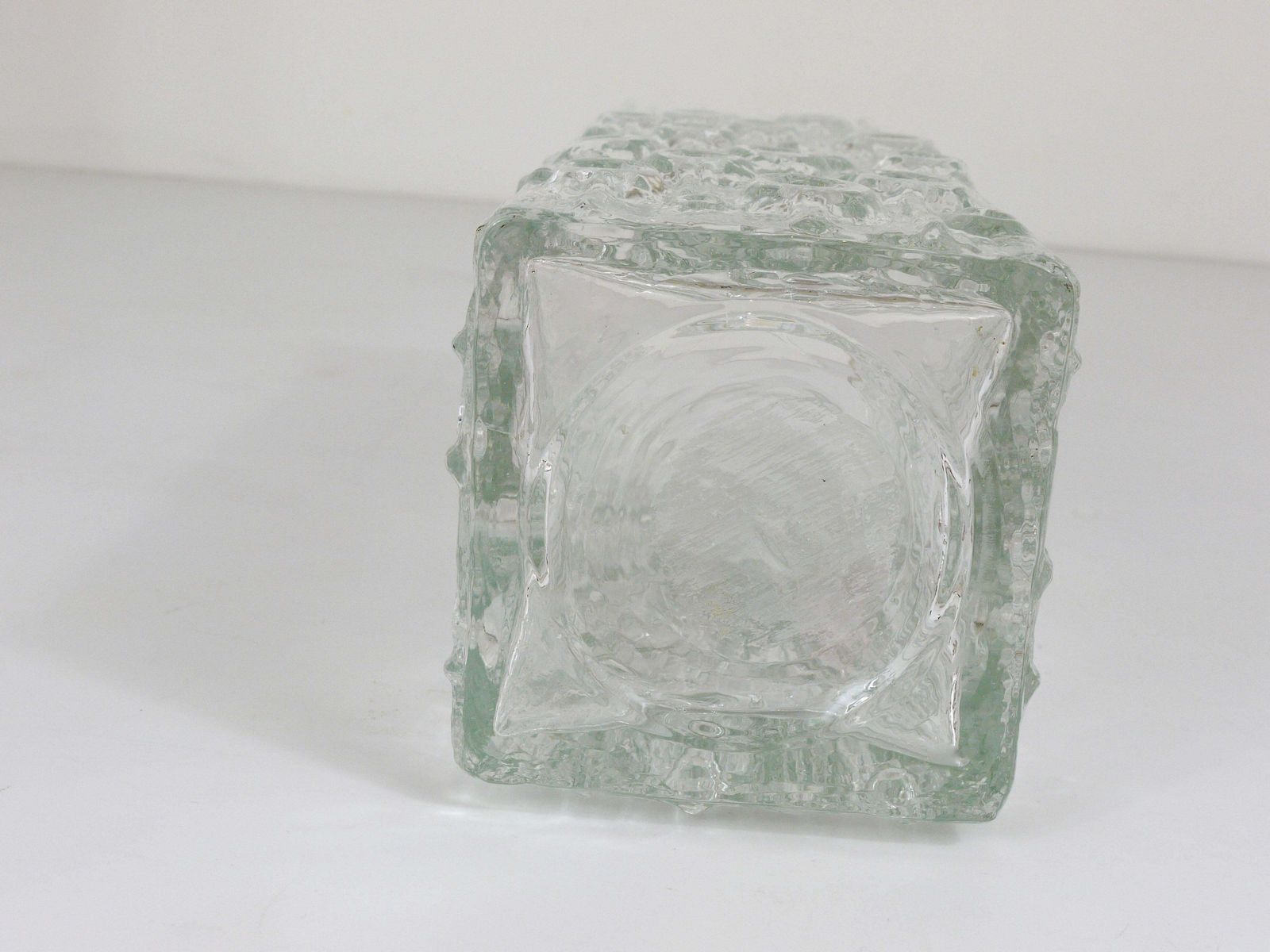 Peill & Putzler Op Art Square Modernist Ice Glass Vase, Germany, 1970s photo 887.0