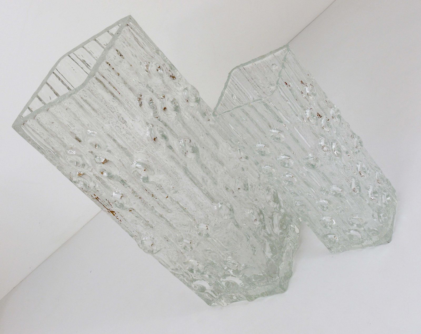 photo furniture Peill & Putzler Op Art Square Modernist Ice Glass Vase, Germany, 1970s