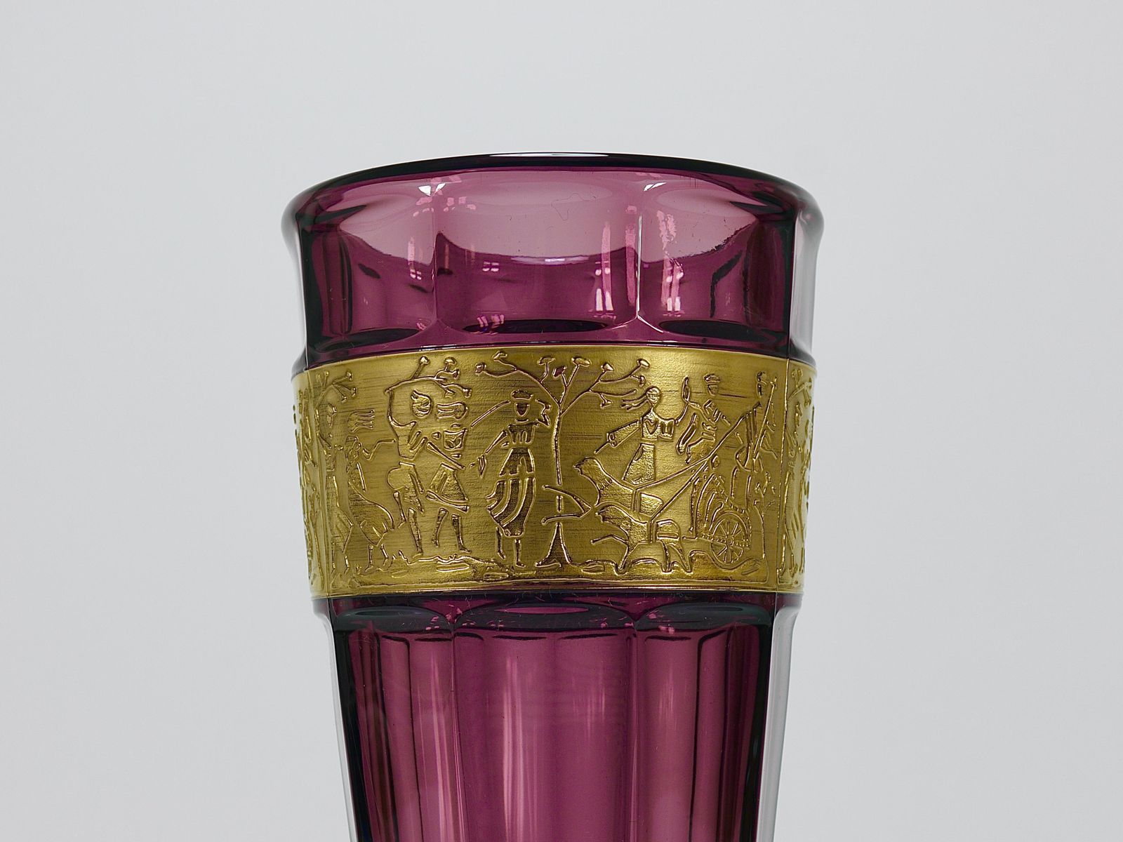 Ludwig Moser Art Deco Amethyst Crystal Glass Vase, Fipop Series, Karlsbad, 1920s photo for sale