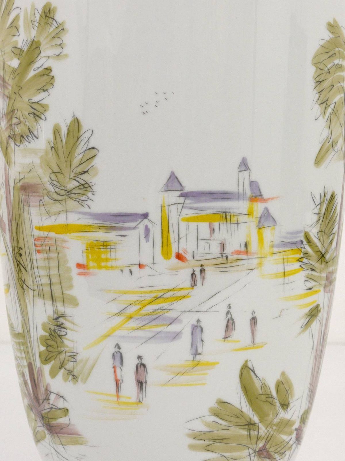 Huge Hutschenreuther Handpainted Midcentury Porcelain Vase, Selb, Germany, 1950s photo vinterior