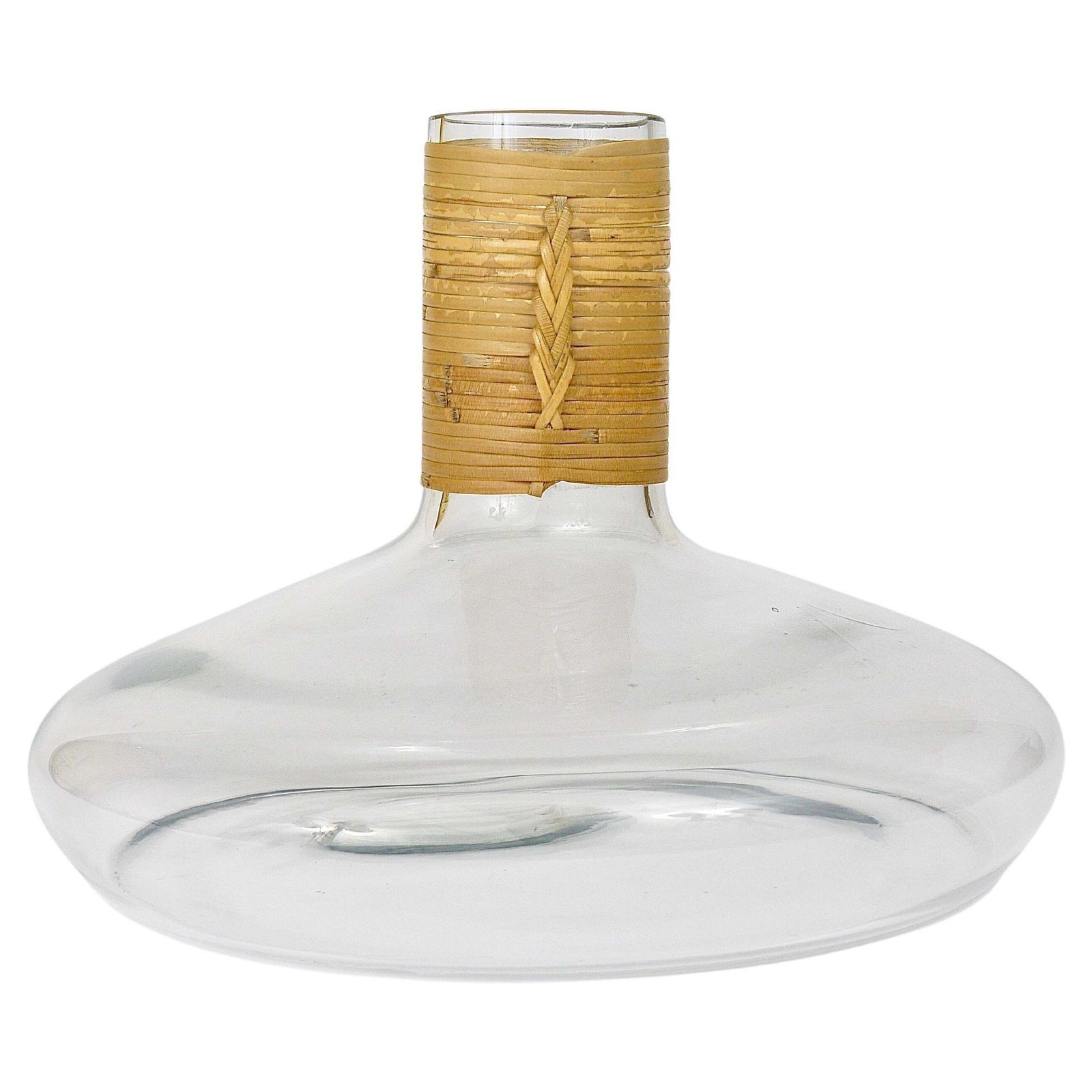 Carl Aubock Vase Or Decanter With Wicker Top, Midcentury, Austria, 1950s