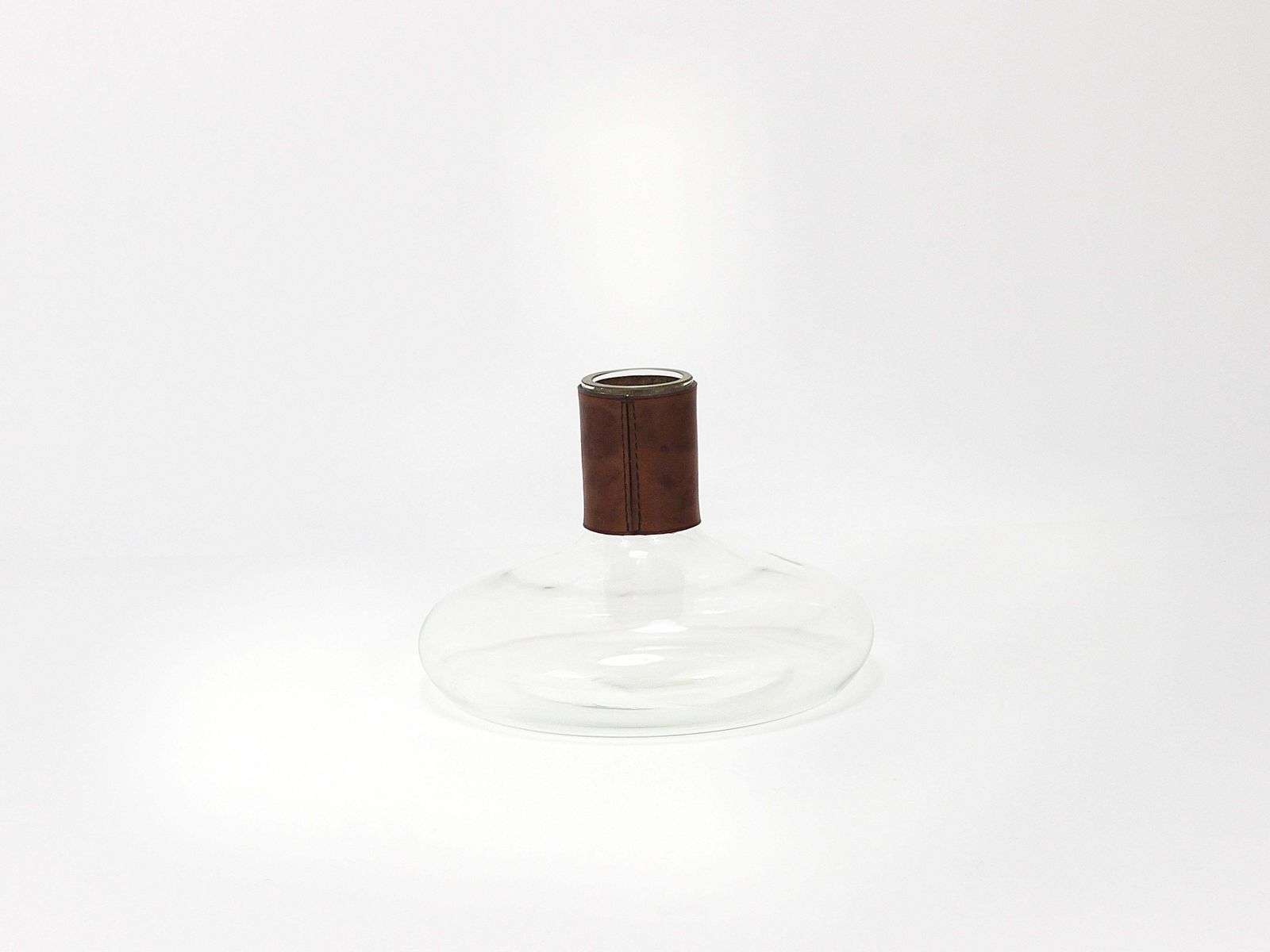 Carl Aubock II Vase Decanter With Brown Leather Top, Midcentury, Austria, 1950s photo buy