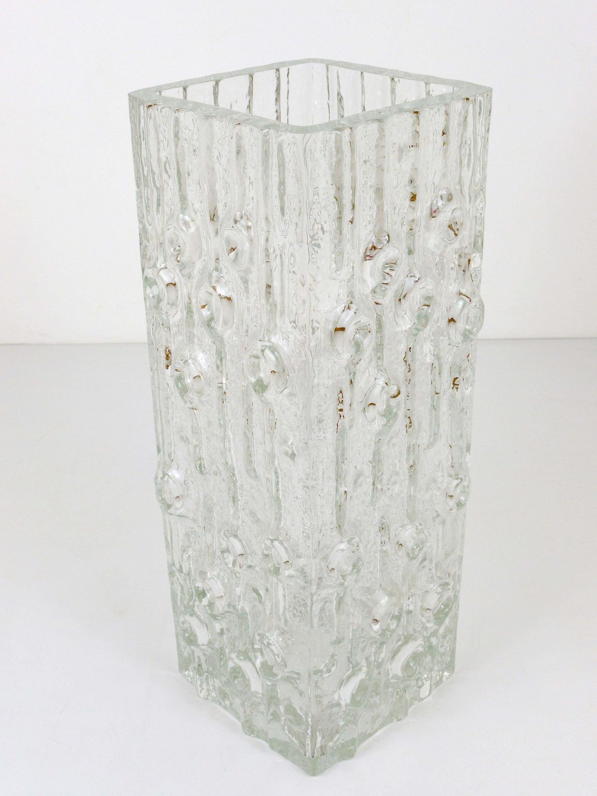 photo for sale Big Op Art Ice Glass (Floor) Vase By Peill & Putzler, Mid Century Germany, 1970s