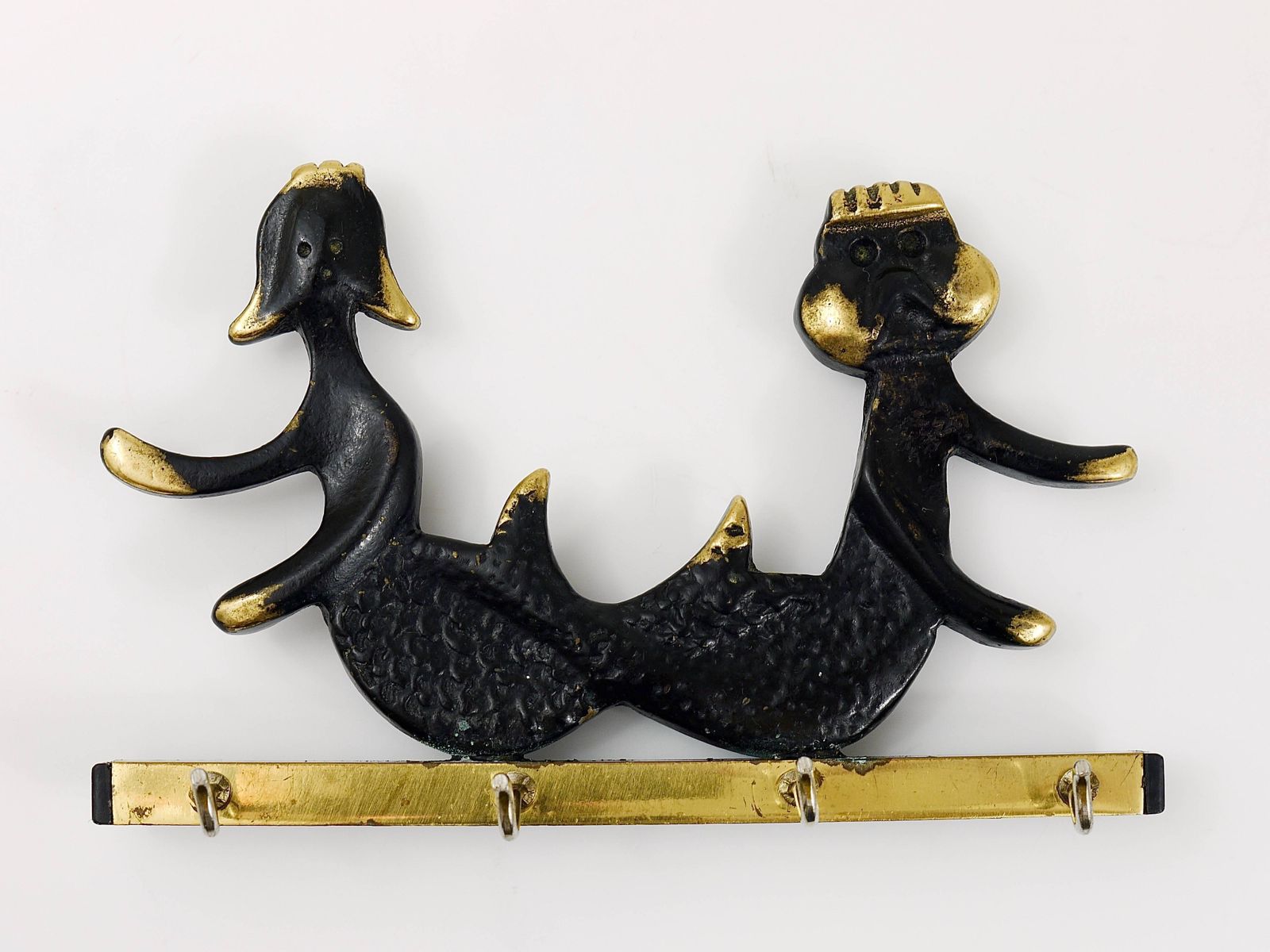 Walter Bosse Brass Key Hanger Sea God And Mermaid, Herta Baller, Austria, 1950s photo furniture