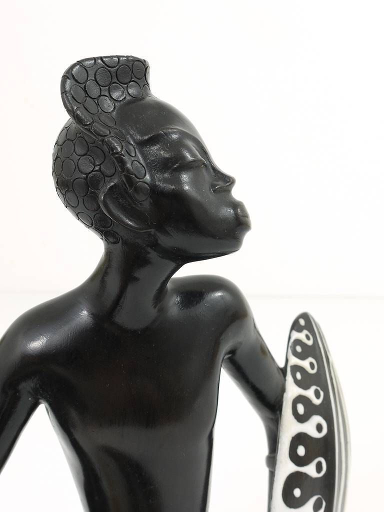 Huge African Watusi Warrior Sculpture By Leopold Anzengruber, Vienna 1950s photo vinterior