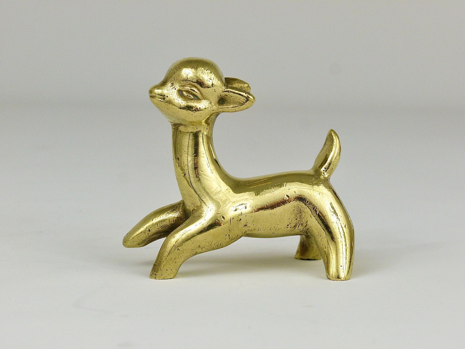 Walter Bosse Midcentury Deer Fawn Brass Figurine, Herta Baller, Austria, 1950s photo furniture