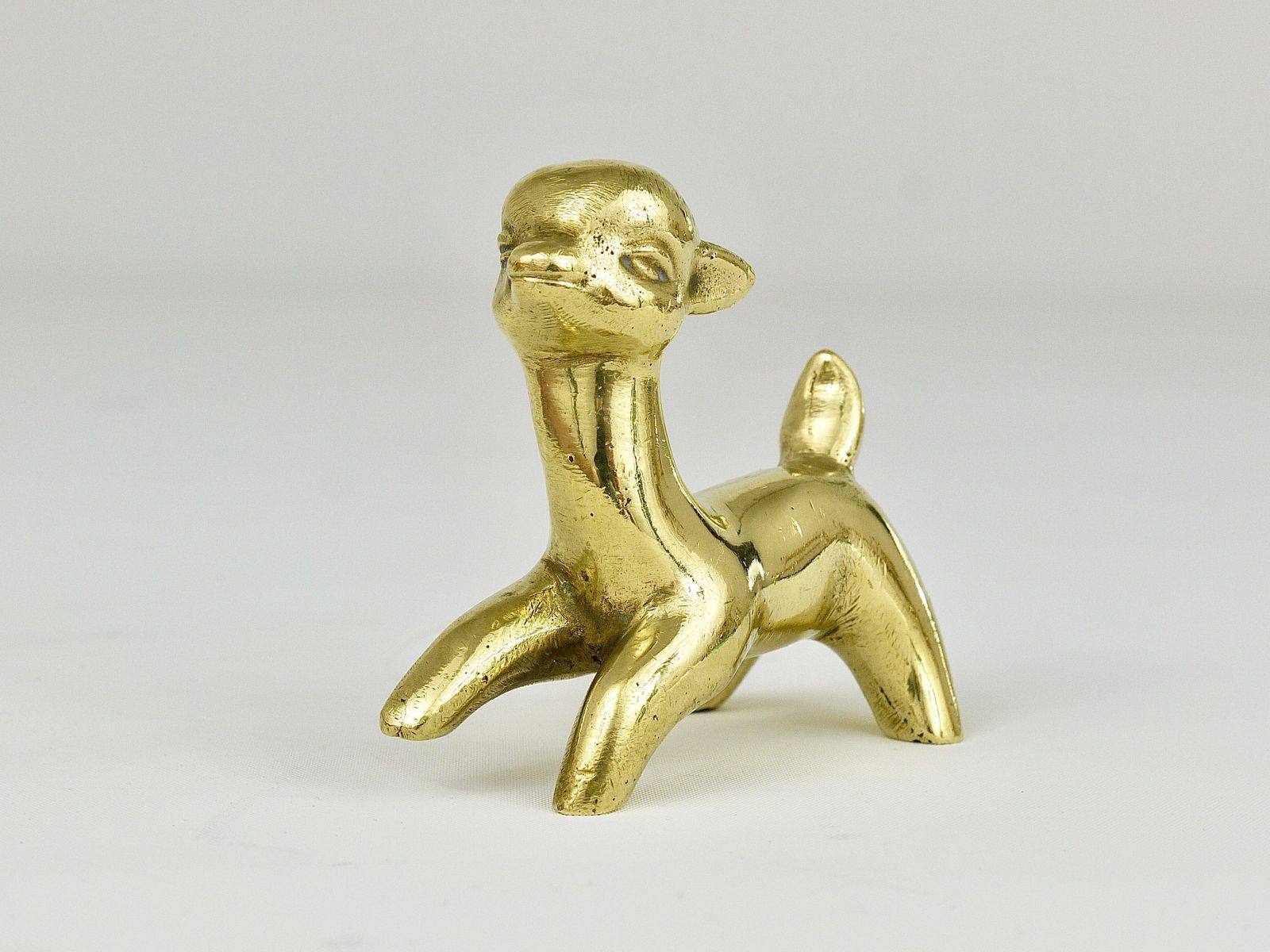 Walter Bosse Midcentury Deer Fawn Brass Figurine, Herta Baller, Austria, 1950s photo for sale