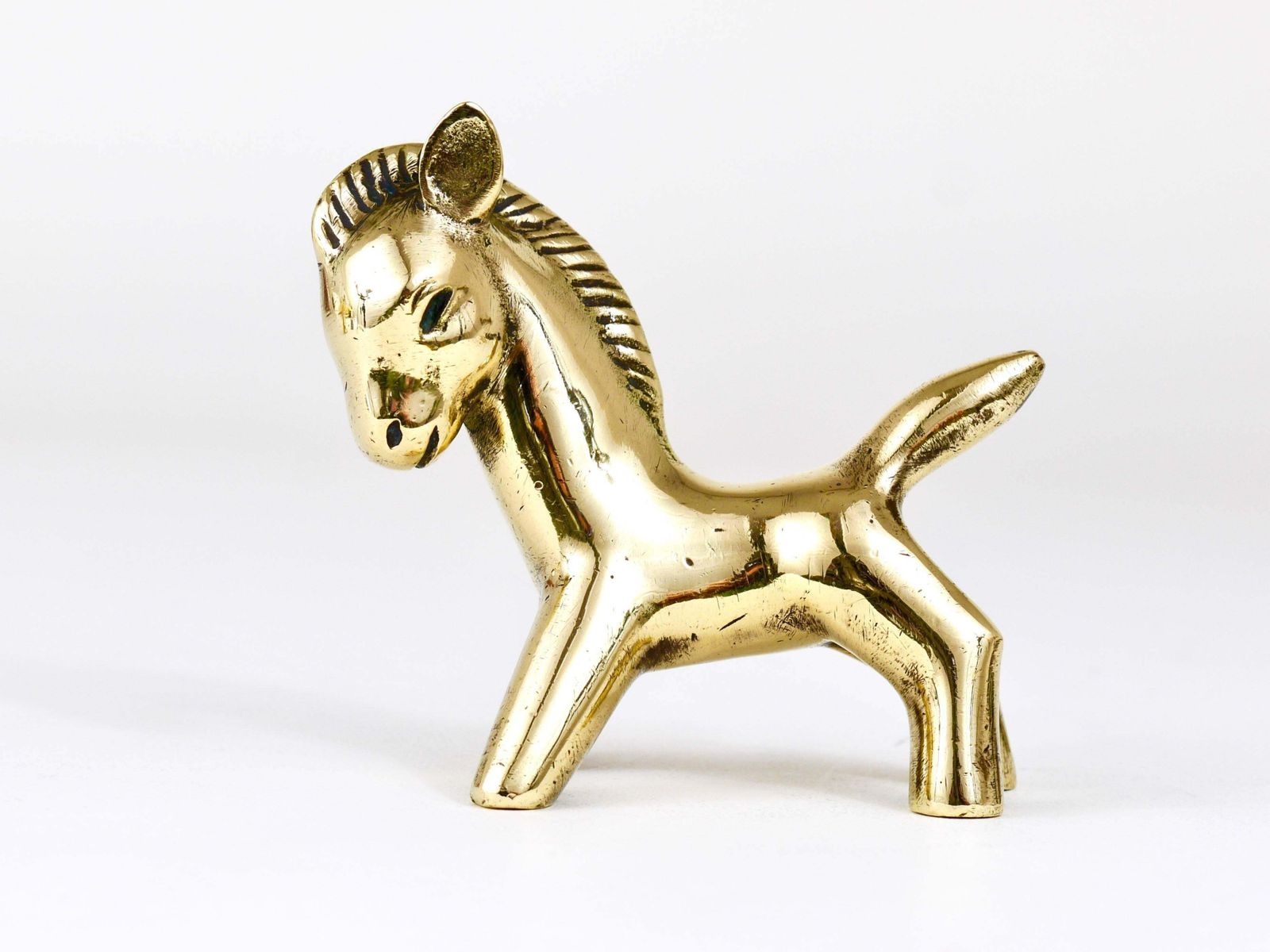 Walter Bosse Midcentury Brass Horse Figurine, Herta Baller, Austria, 1950s photo vintage