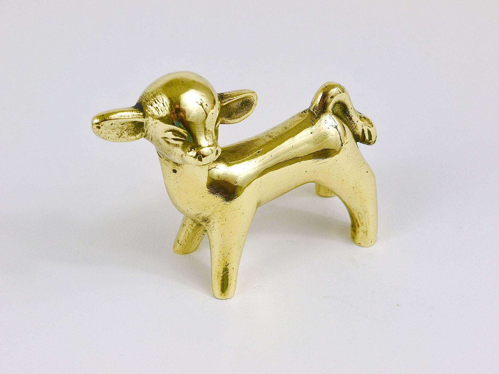 Walter Bosse Midcentury Baby Cow Brass Figurine, Herta Baller, Austria, 1950s photo 219.0