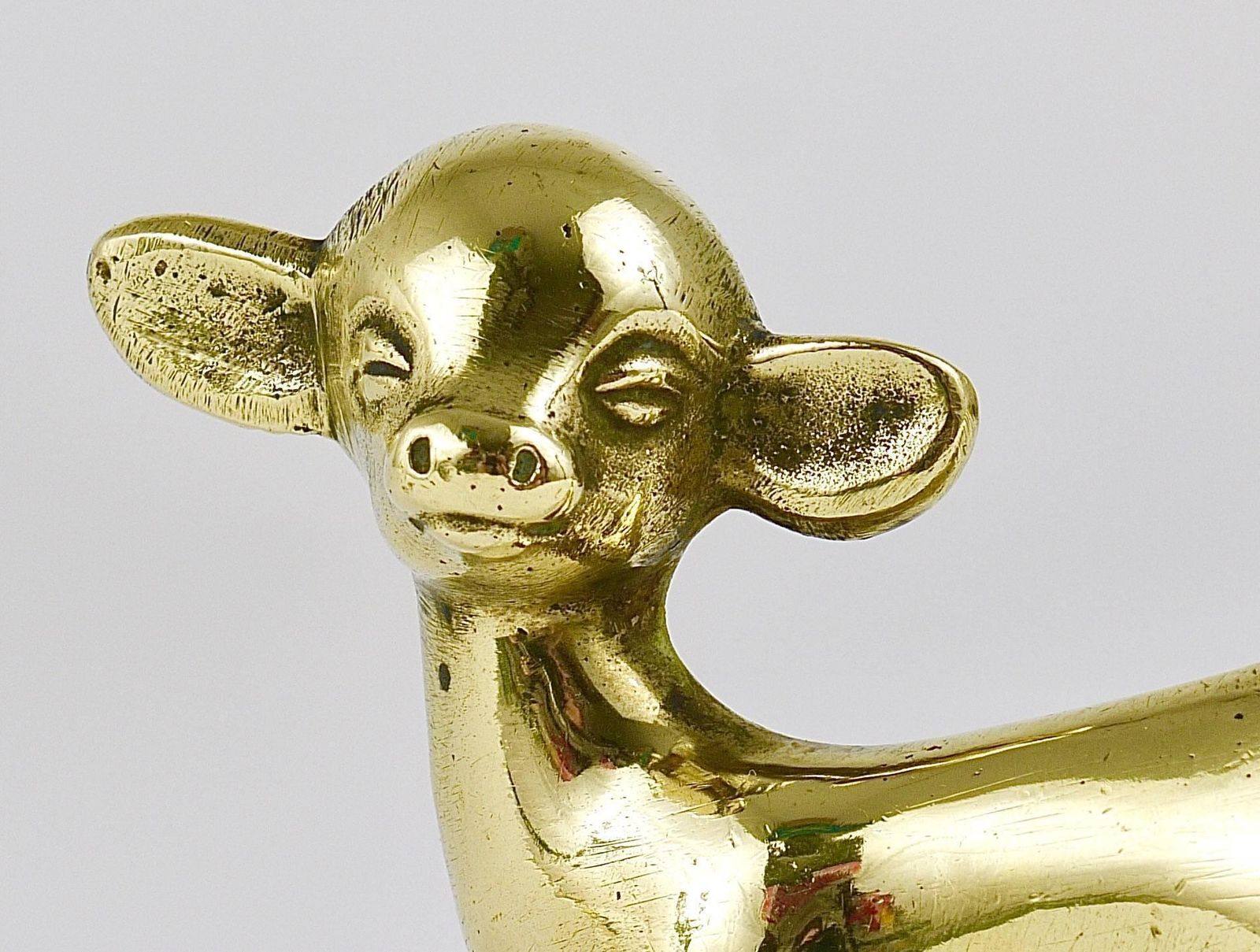 Walter Bosse Midcentury Baby Cow Brass Figurine, Herta Baller, Austria, 1950s photo vintage