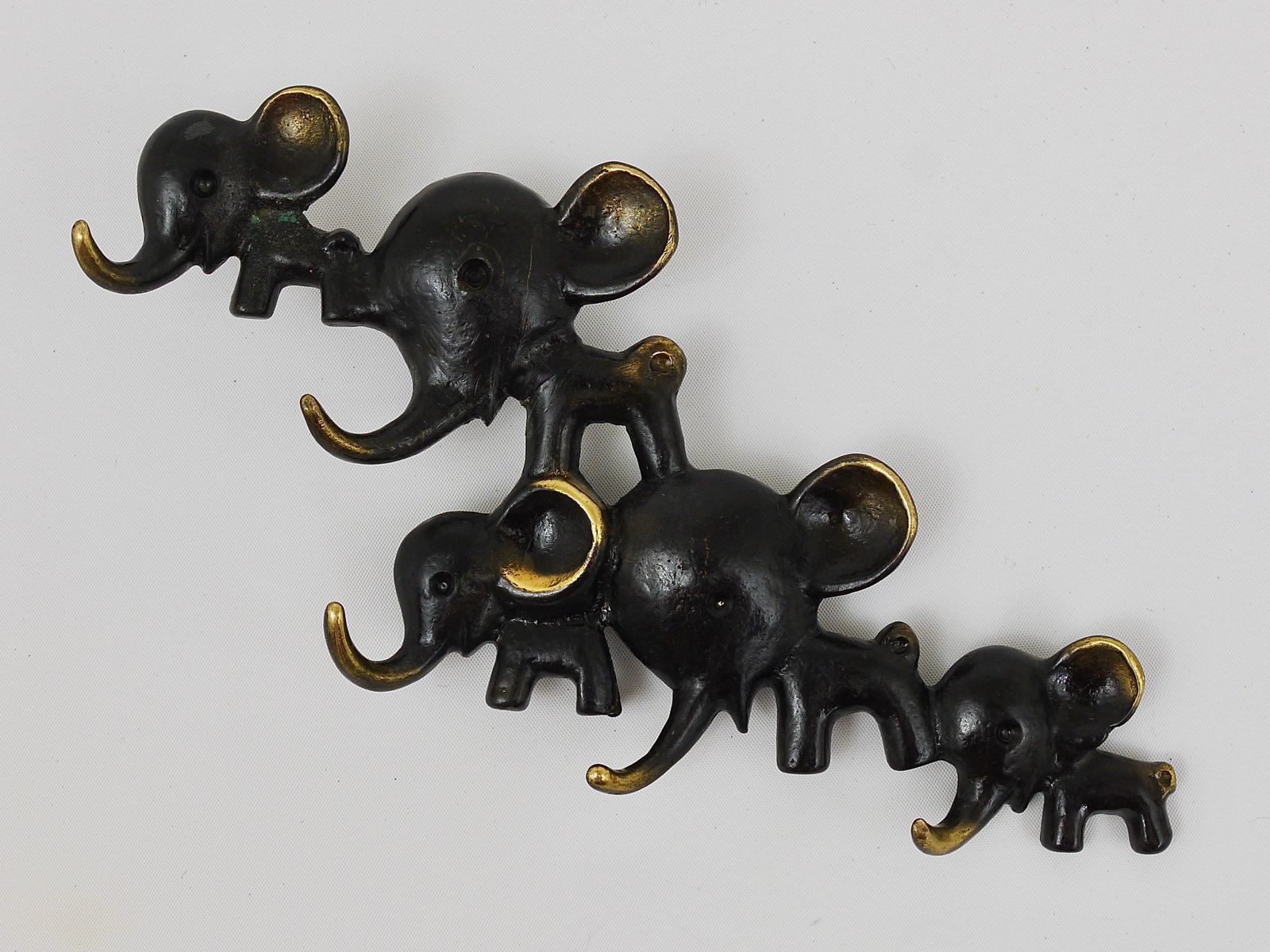 Walter Bosse Elephants Brass Key Hanger By Herta Baller, Austria, 1950s photo for sale