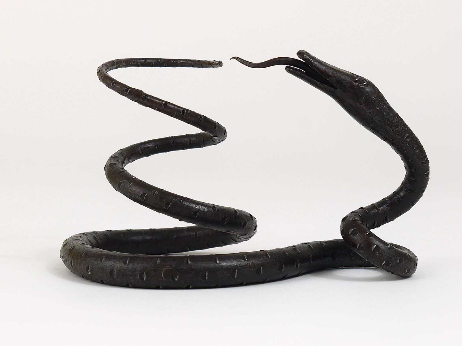 Edgar Brandt Style Hand Forged Iron Snake Or Serpent Sculpture, Austria, 1920s photo 1129.0