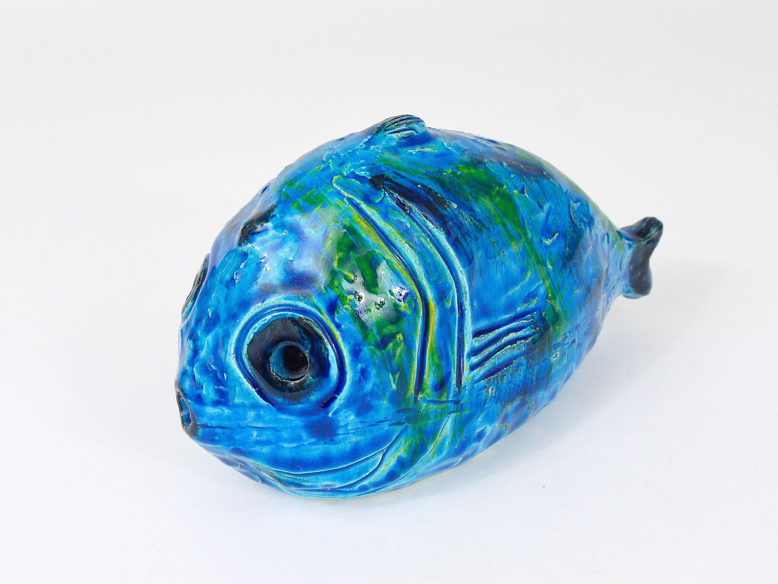 443.0 Aldo Londi Bitossi Rimini Blue Glazed Fish Sculpture Figurine, Italy, 1950s photo