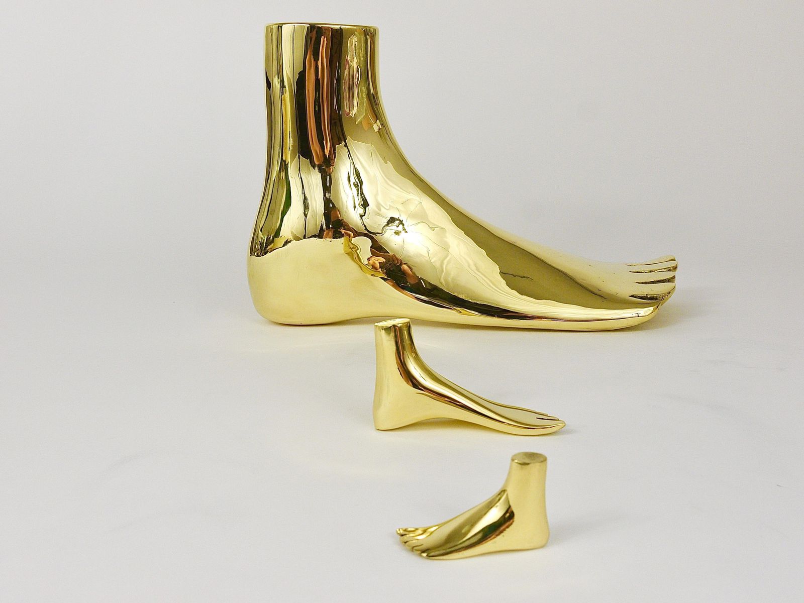 Signed Carl Auböck Midcentury Brass Foot Paperweight Handmade Sculpture photo furniture
