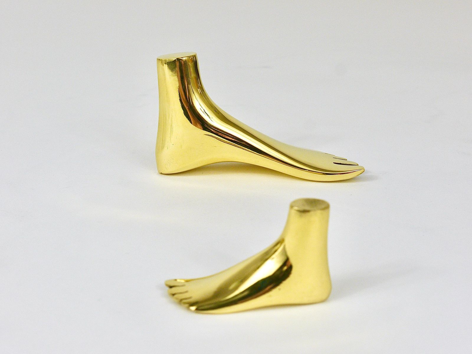 Signed Carl Auböck Midcentury Brass Foot Paperweight Handmade Sculpture photo for sale