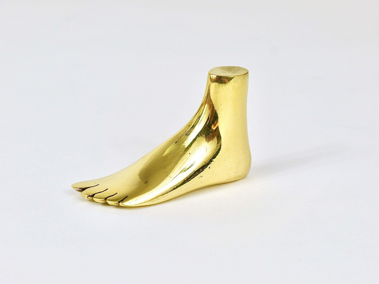 photo for sale Signed Carl Auböck Midcentury Brass Foot Paperweight Handmade Sculpture