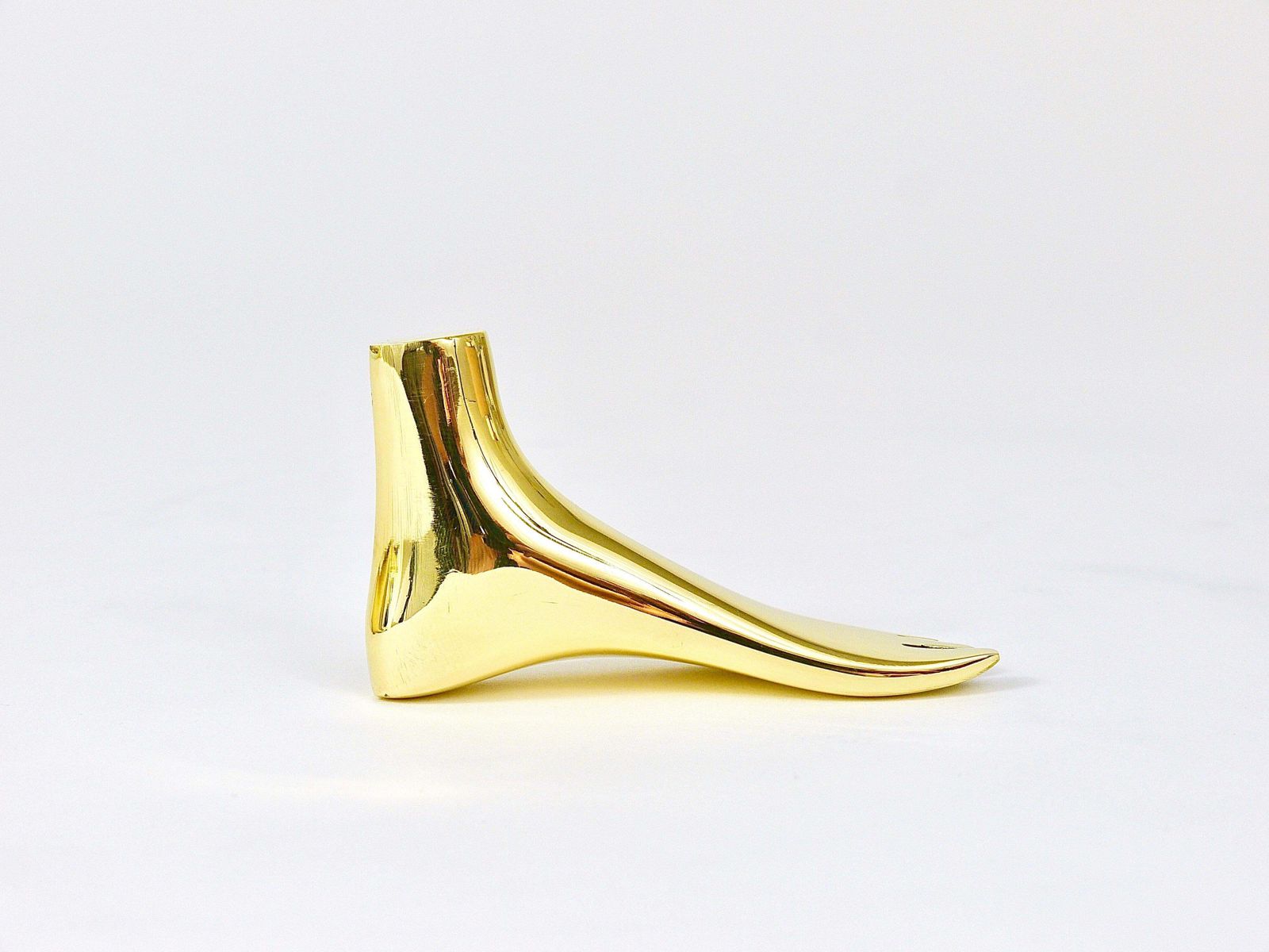 Signed Carl Auböck Midcentury Brass Foot Paperweight Handmade Sculpture photo for sale