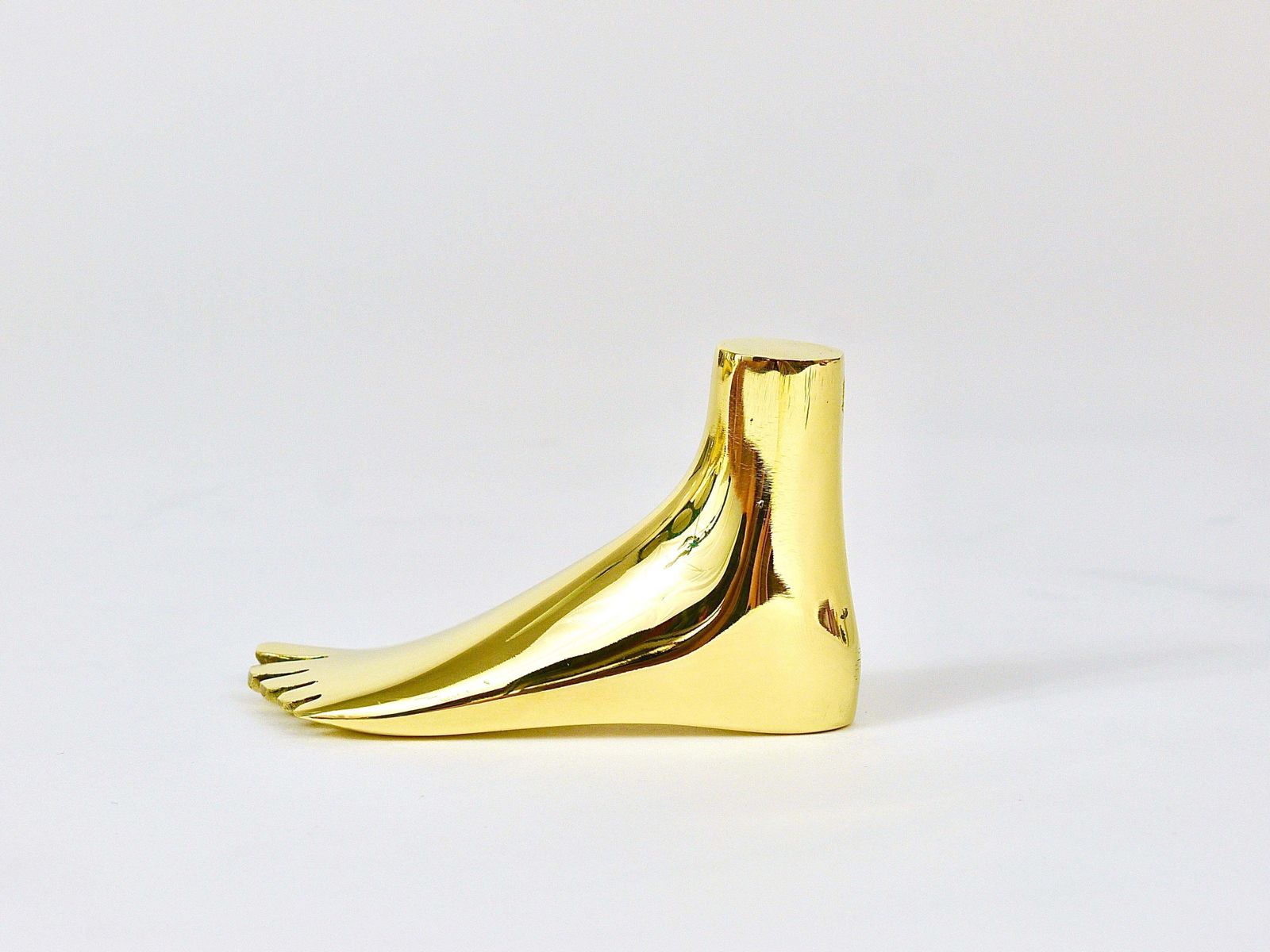 Signed Carl Auböck Midcentury Brass Foot Paperweight Handmade Sculpture photo buy