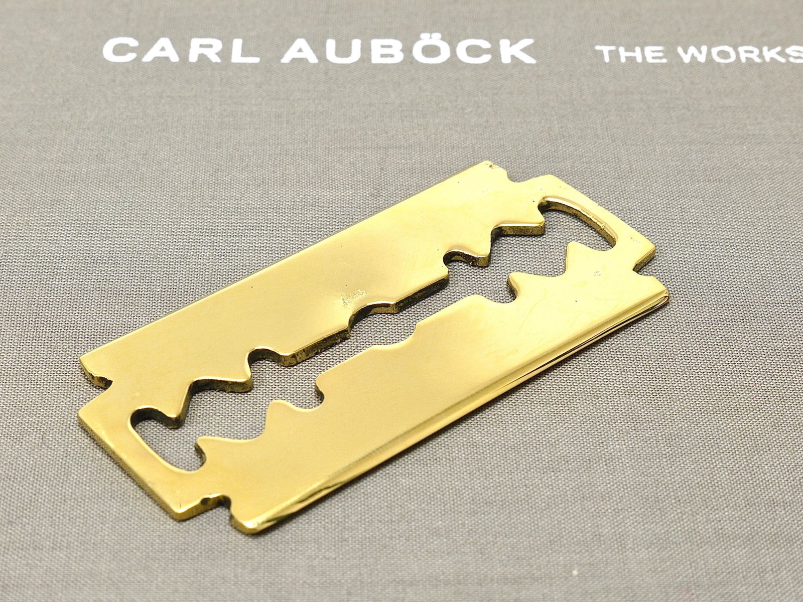 photo for sale Carl Auböck Handcrafted Razor Blade Brass Paperweight #5378, Austria