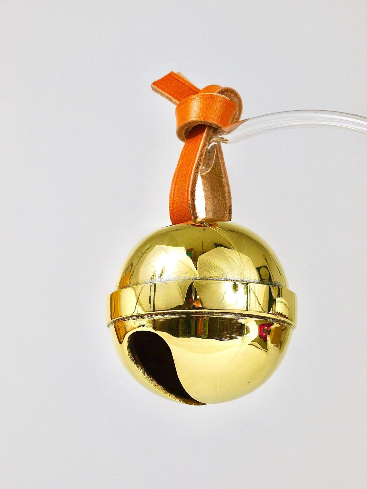 Home Decor Carl Auböck Handcrafted Paperweight Jingle Bell #5039, Brass, Leather, Austria photo