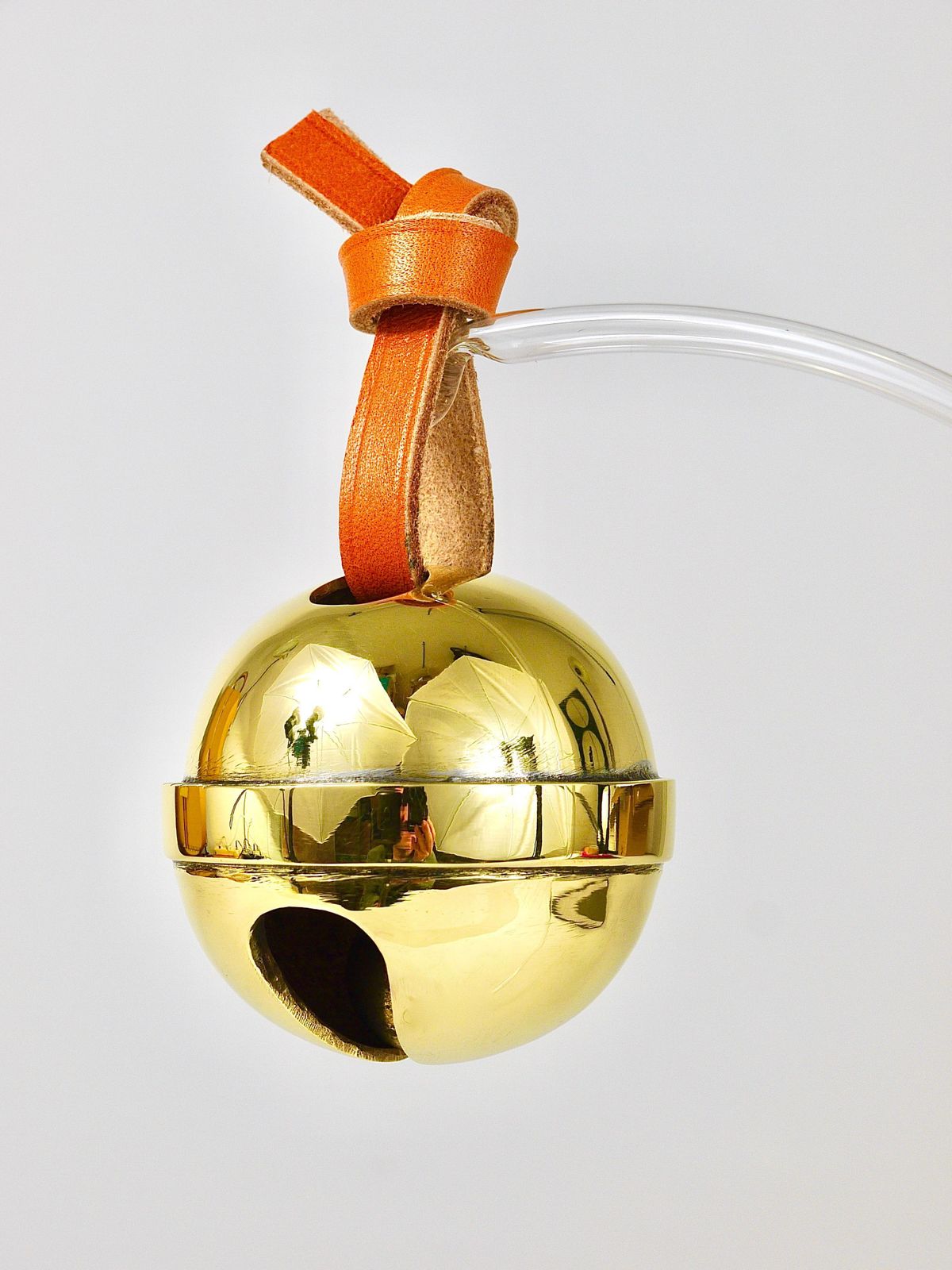 photo vinterior Carl Auböck Handcrafted Paperweight Jingle Bell #5039, Brass, Leather, Austria