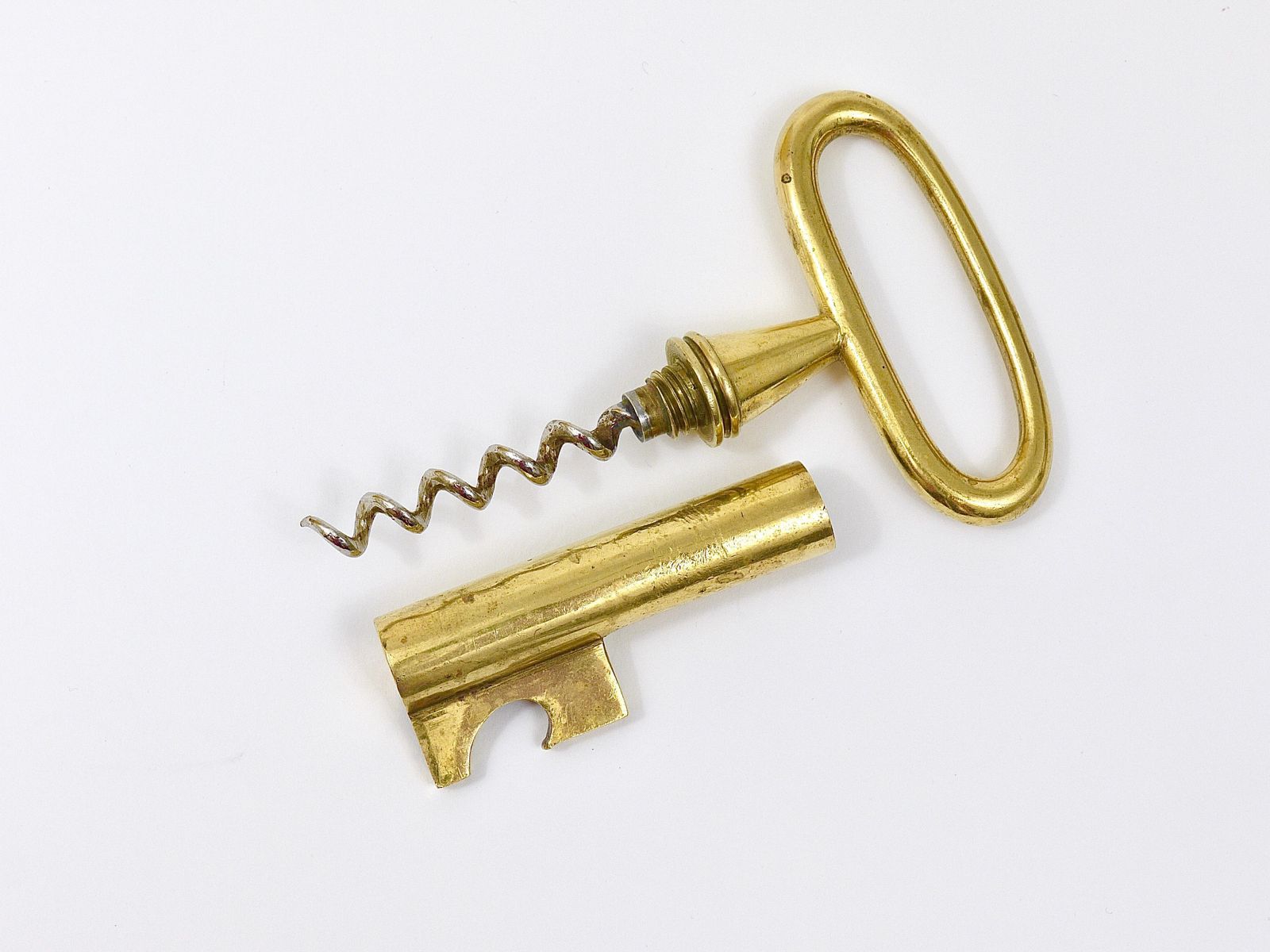 Carl Aubock Big Brass Key Cork Screw, Bottle Opener, Paperweight, Austria, 1950s photo Home Decor