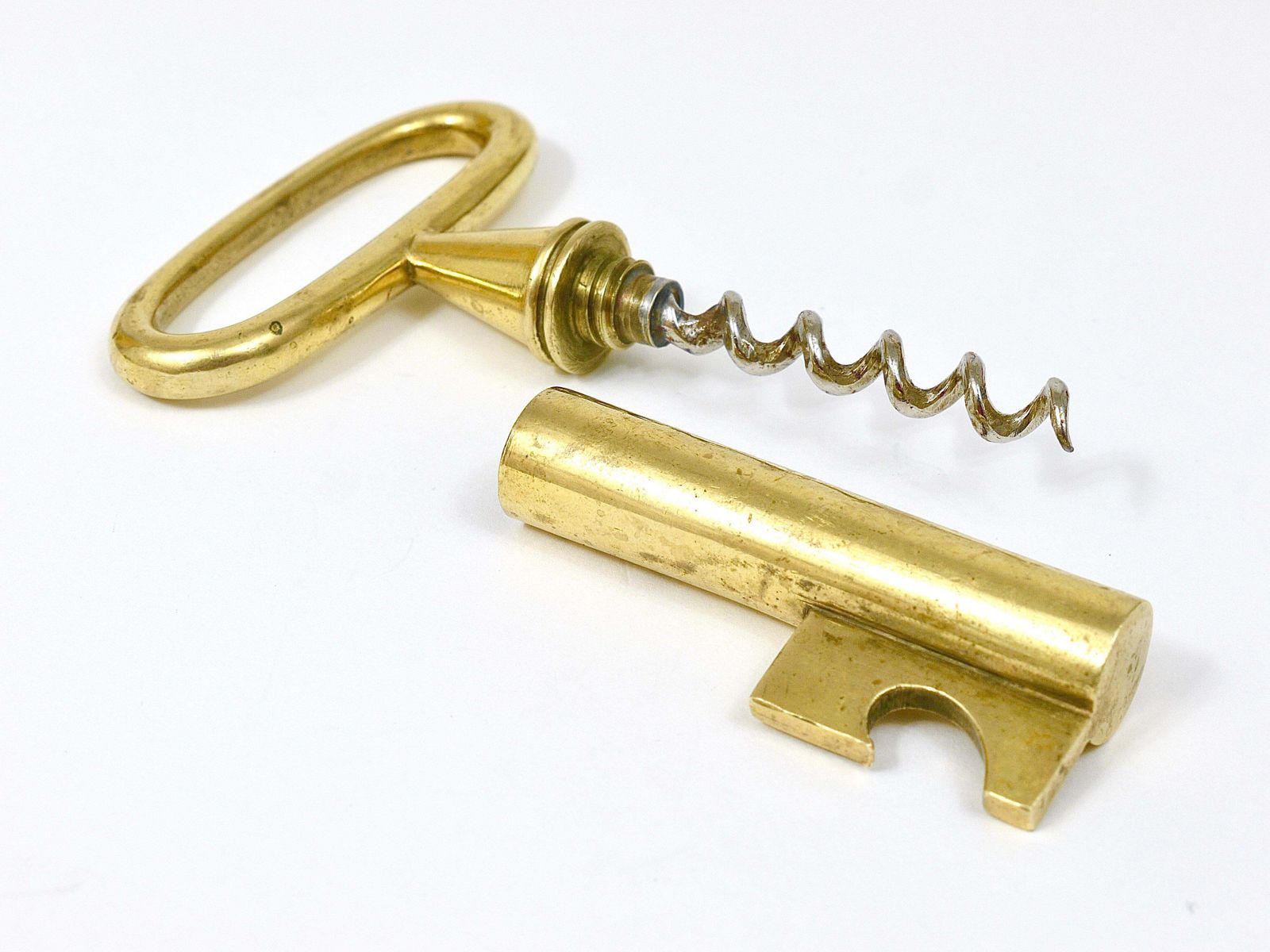 790.0 Carl Aubock Big Brass Key Cork Screw, Bottle Opener, Paperweight, Austria, 1950s photo