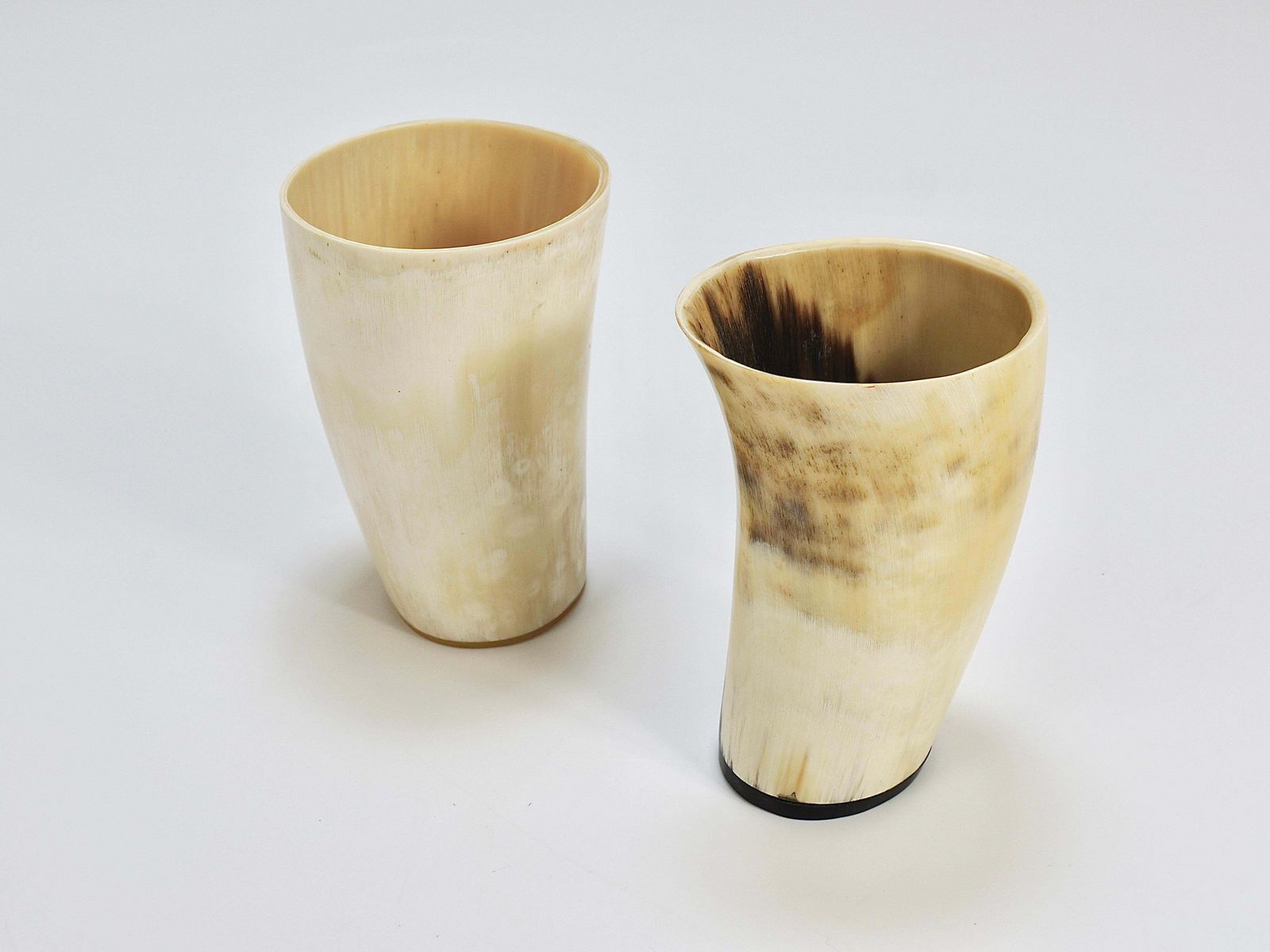 Two Carl Aubock Mid Century Horn Desk Pen & Pencil Holder Cups, Austria, 1950s photo 524.0