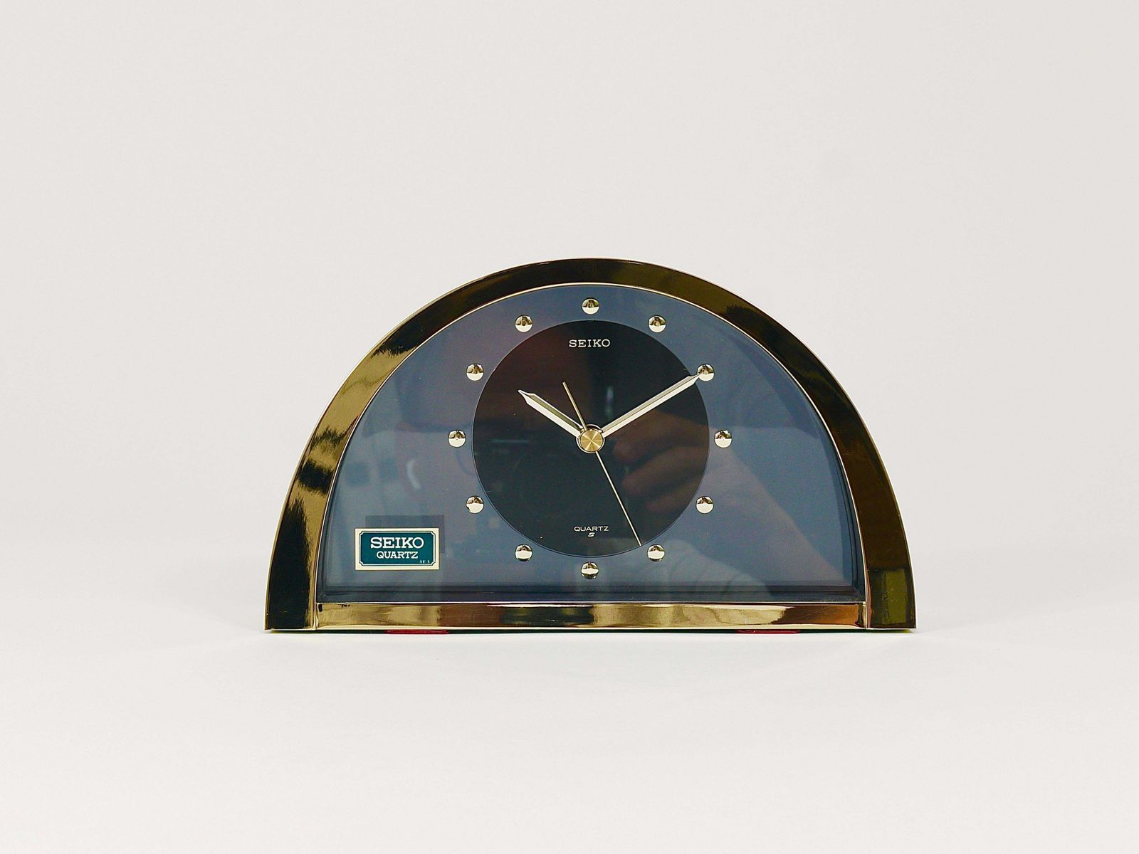 Beautiful Hollywood Regency Brass See Through Table Clock By Seiko Japan, 1980s photo furniture