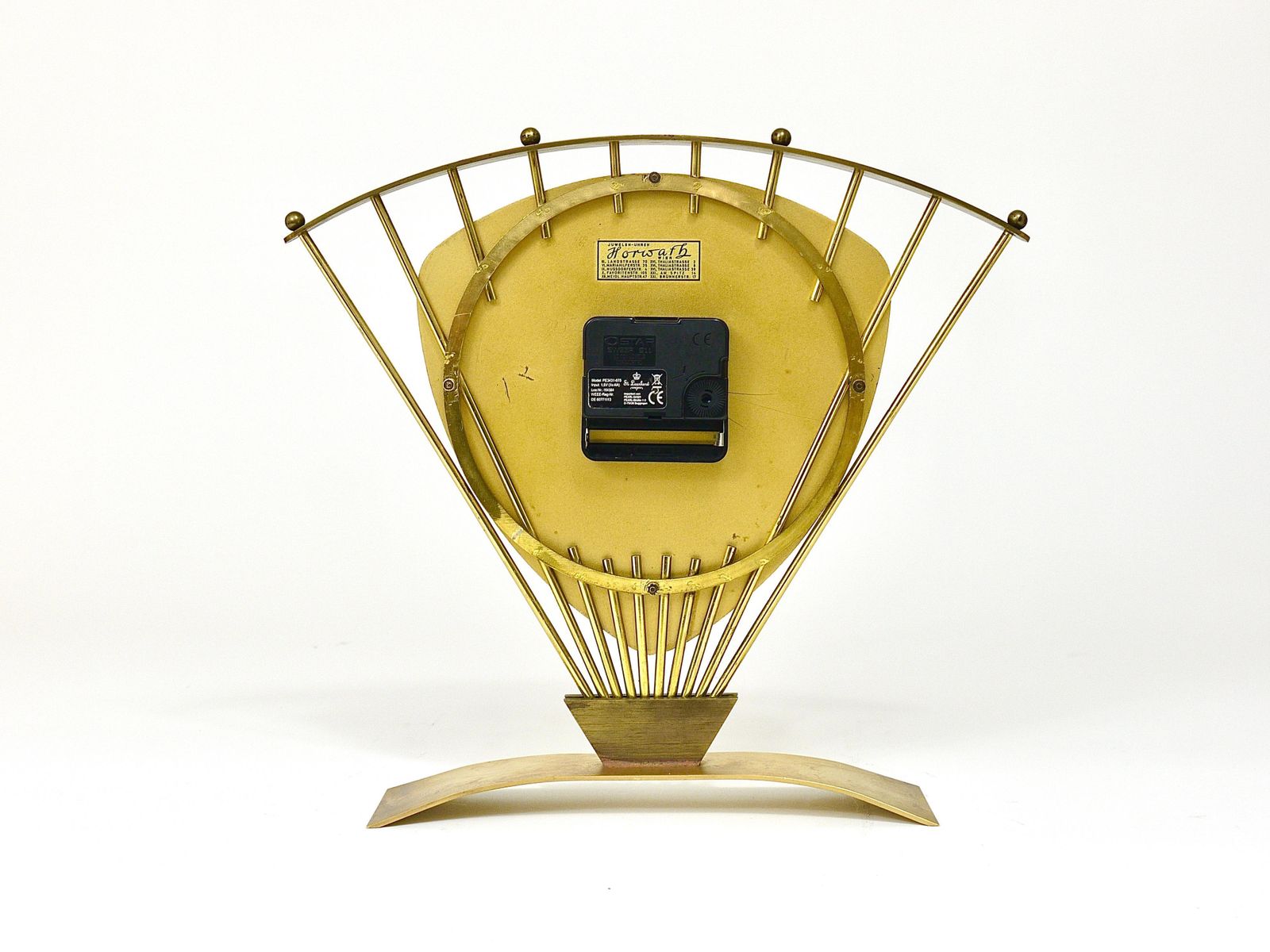 Atlanta Midcentury Atomic Age Sunburst Brass Table Desk Clock, Western Germany photo vinterior