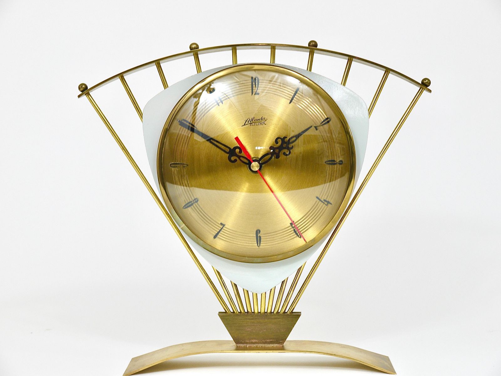 Home Decor Atlanta Midcentury Atomic Age Sunburst Brass Table Desk Clock, Western Germany photo