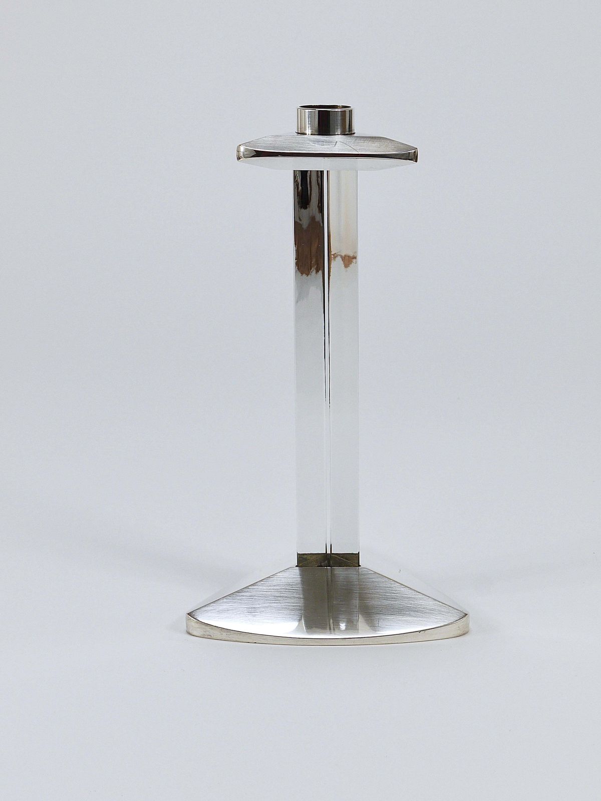 Riedel X Mesa Postmodern Silver & Crystal Candlestick Candle Holder, Italy, 1980 photo buy