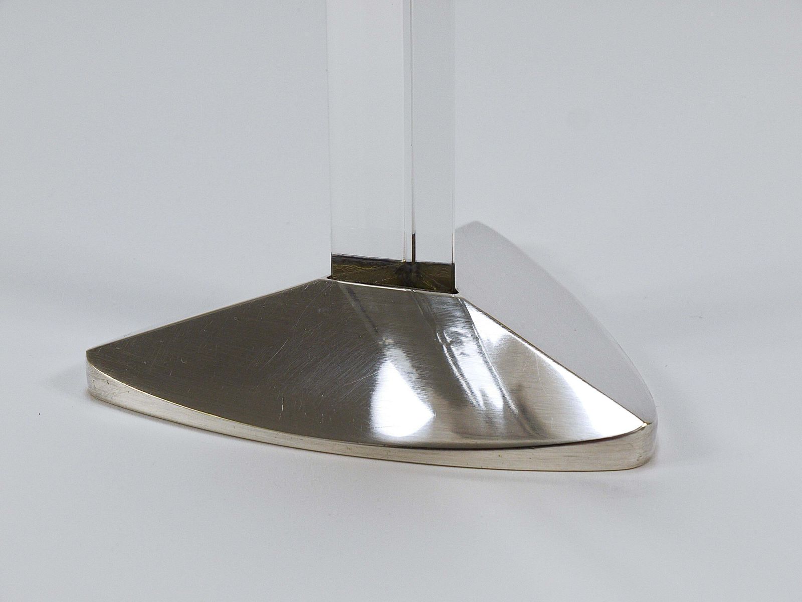photo for sale Riedel X Mesa Postmodern Silver & Crystal Candlestick Candle Holder, Italy, 1980