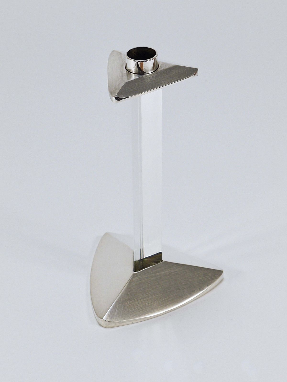 photo vintage Riedel X Mesa Postmodern Silver & Crystal Candlestick Candle Holder, Italy, 1980