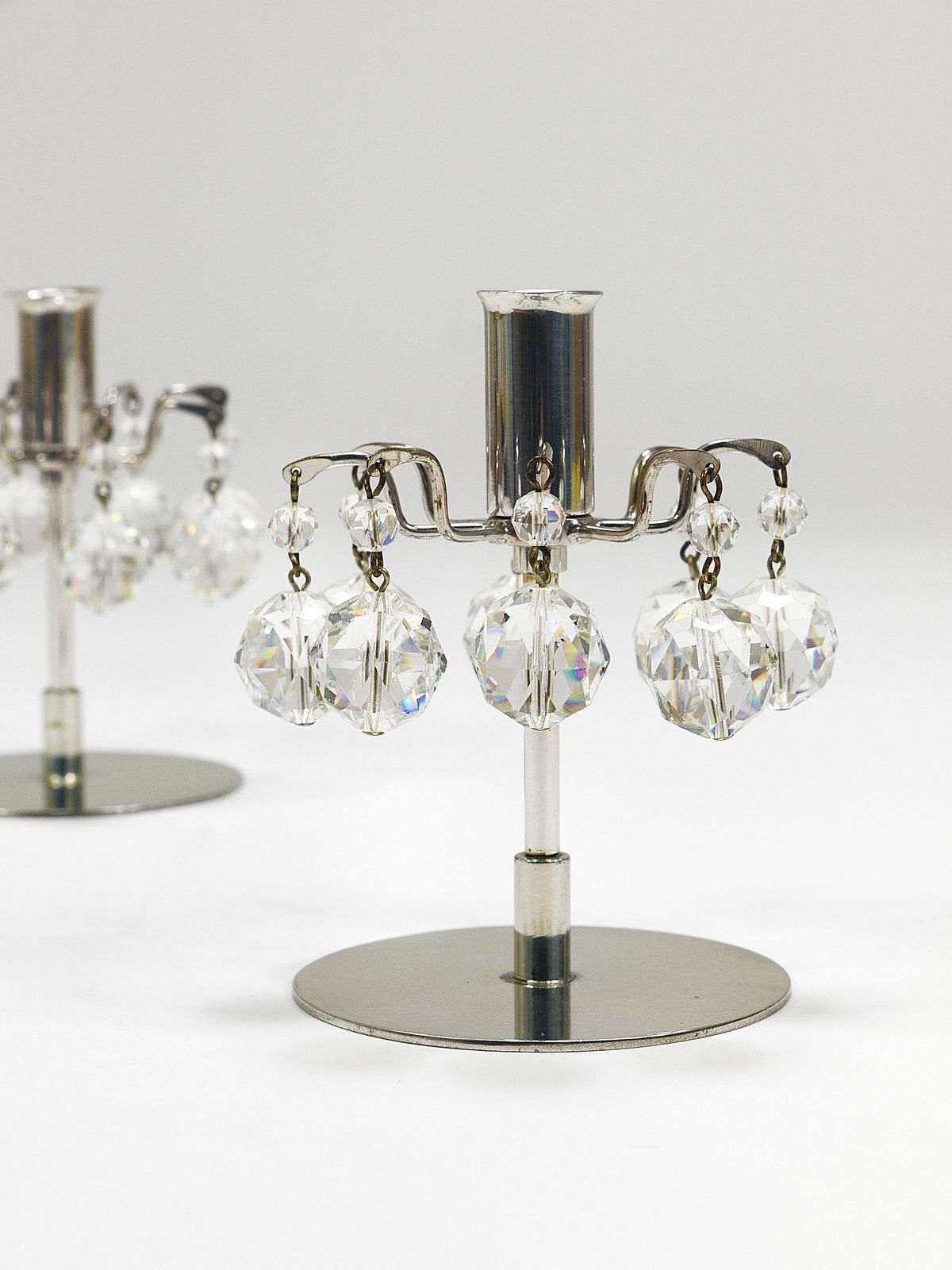 J.L. Lobmeyr „Lights Of Vienna“ Pair Candleholders, Faceted Swarovski Crystals photo furniture