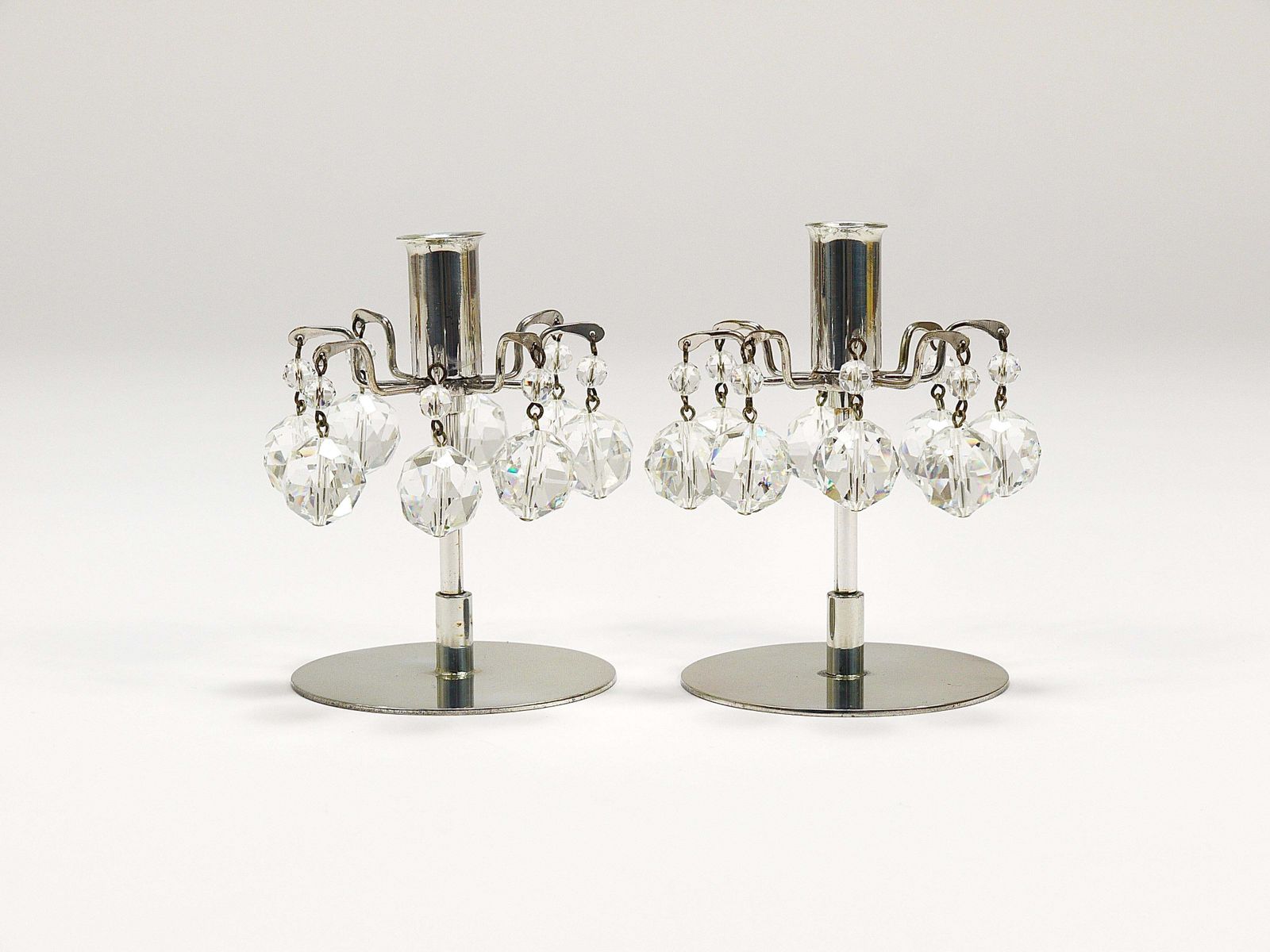 J.L. Lobmeyr „Lights Of Vienna“ Pair Candleholders, Faceted Swarovski Crystals photo vinterior