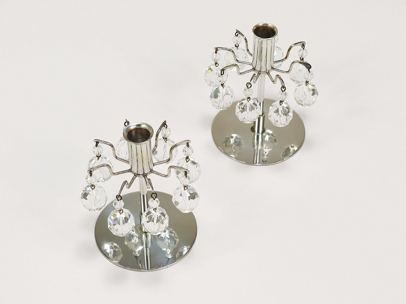 photo for sale J.L. Lobmeyr „Lights Of Vienna“ Pair Candleholders, Faceted Swarovski Crystals