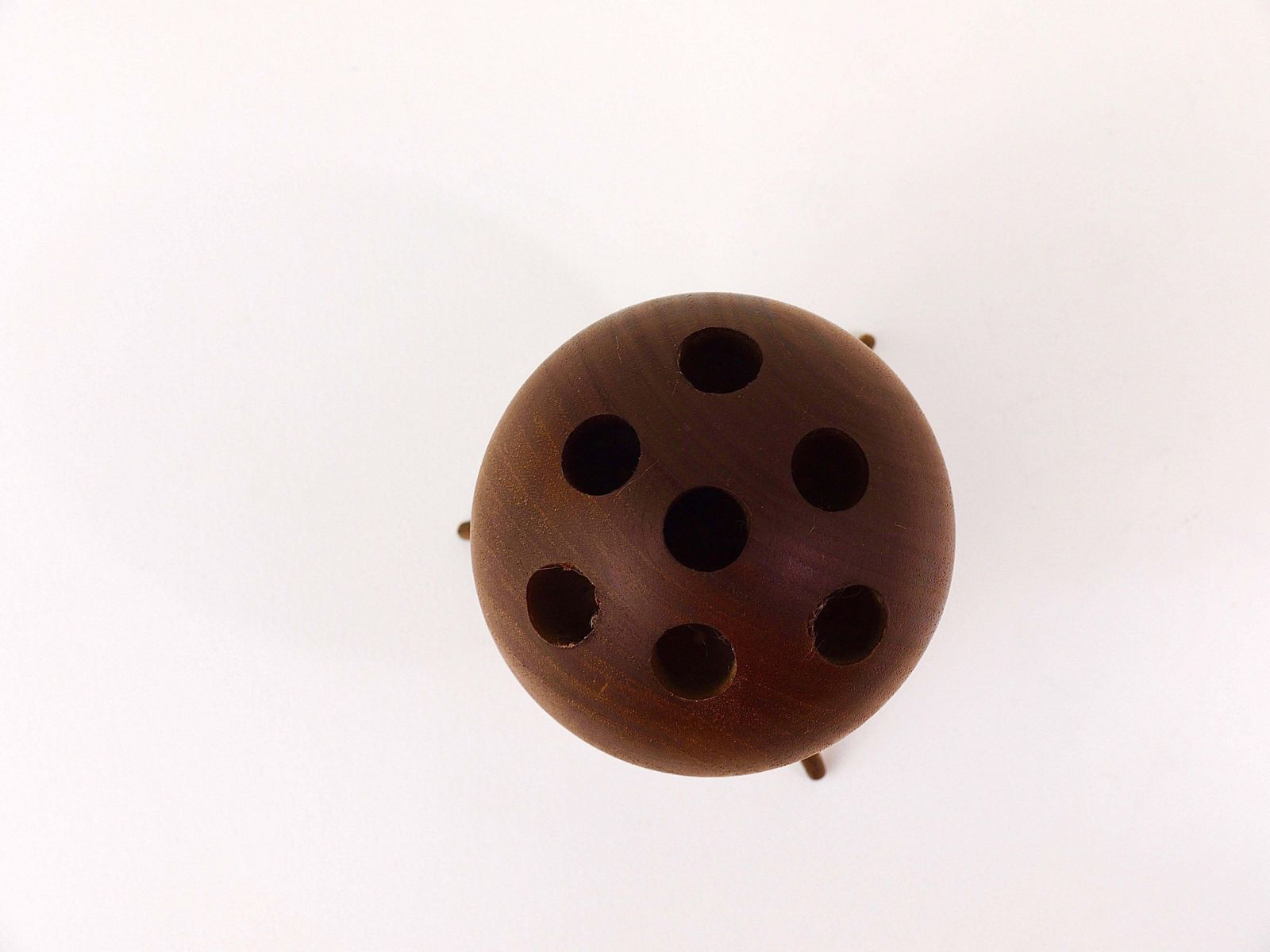 Carl Aubock Ball Tripod Candlestick Walnut Candle Holder, Austria, 1950s photo furniture