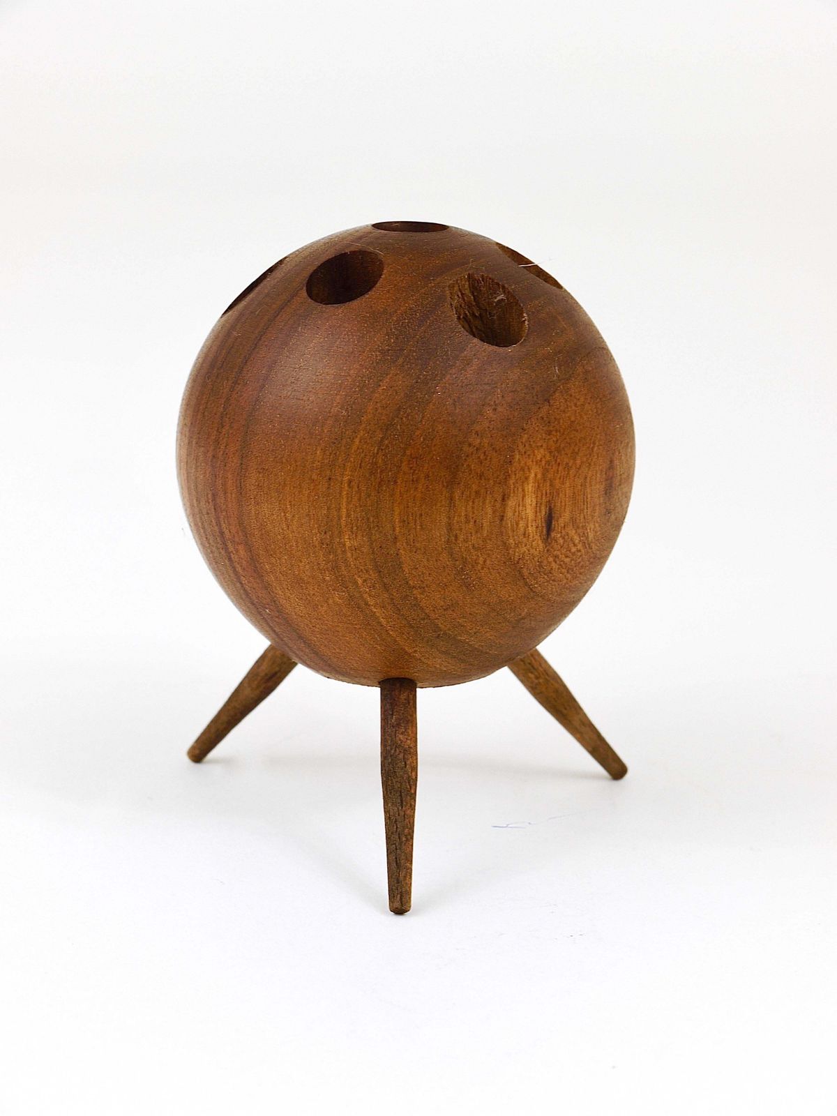 Carl Aubock Ball Tripod Candlestick Walnut Candle Holder, Austria, 1950s photo Home Decor